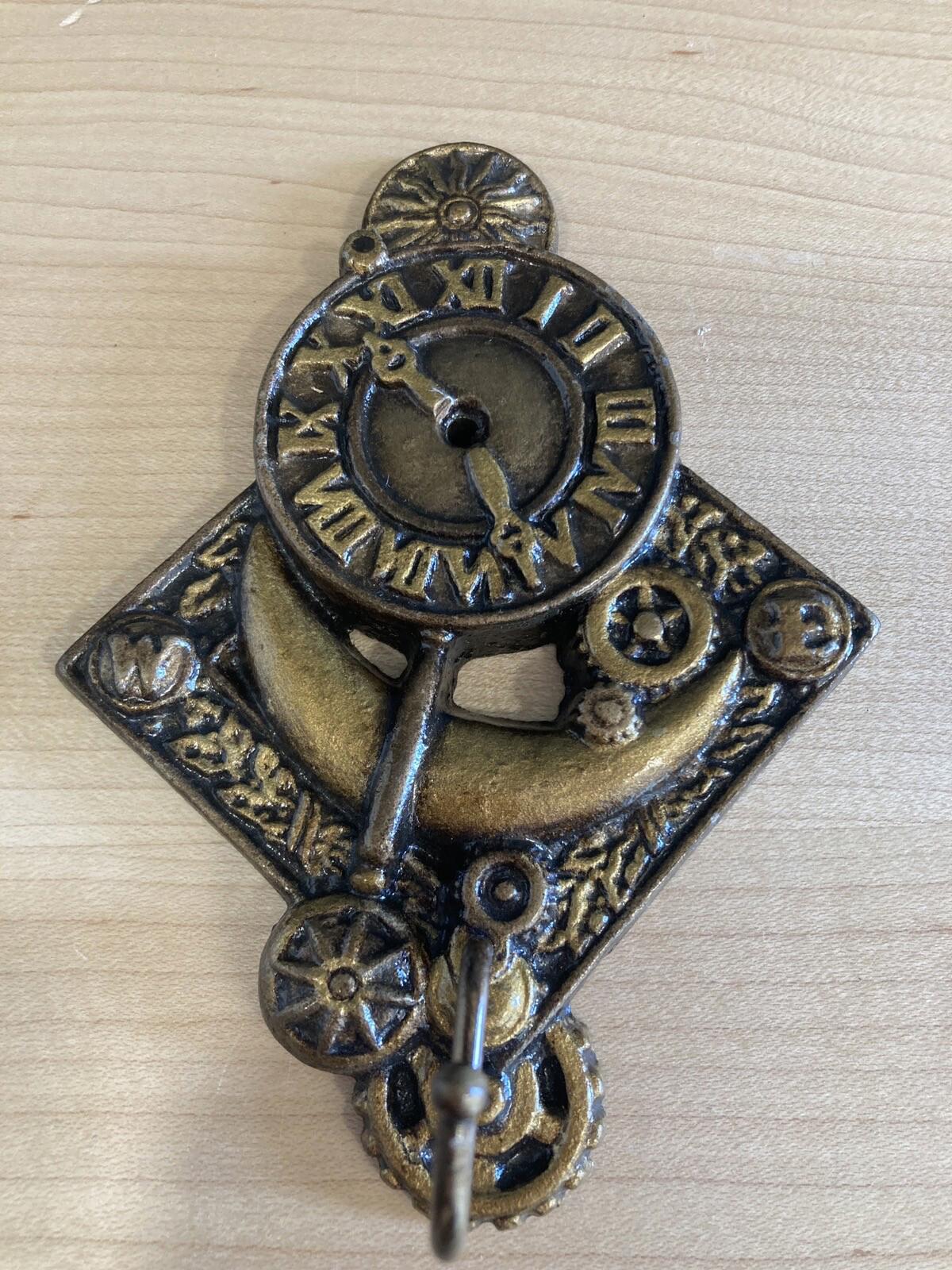 Set of 2 Vintage Ornate Cast Iron Clock Wall Hooks