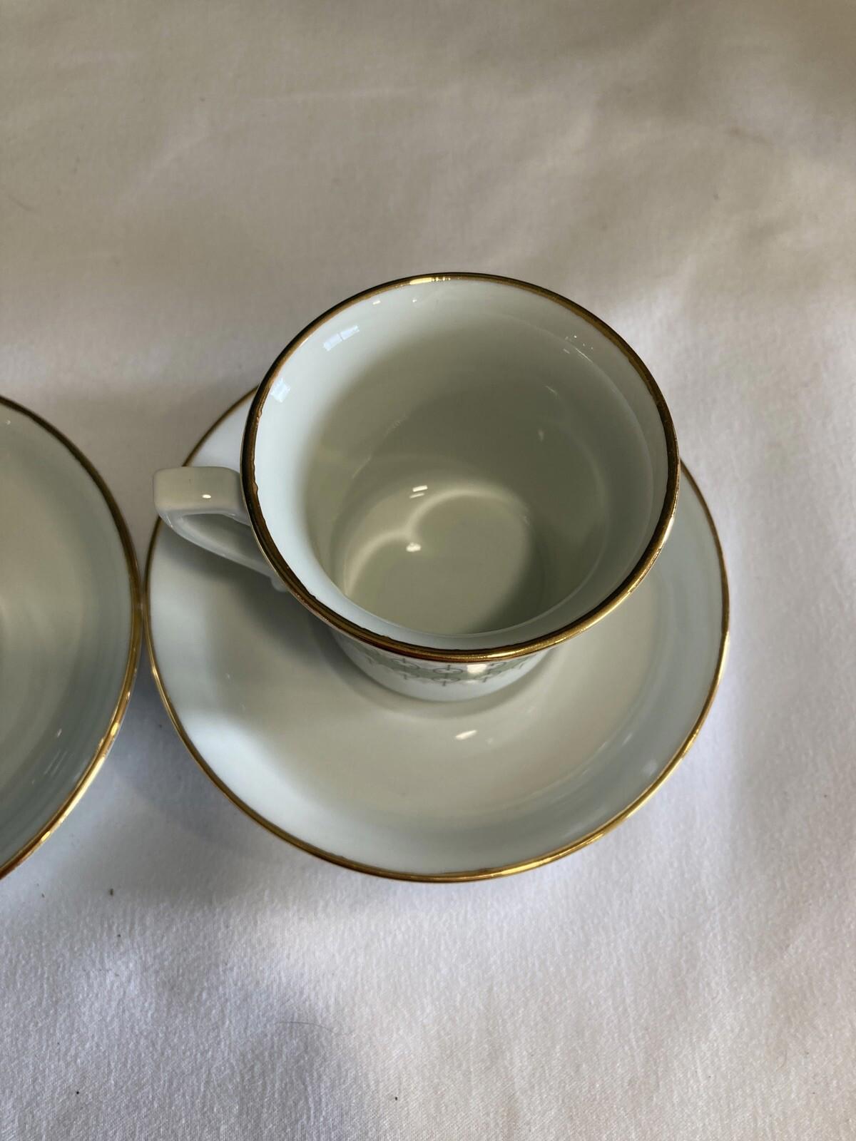 Vintage LPA Italy Demitasse Cups & Saucers – Set of 2 Espresso Cups with Gold Trim