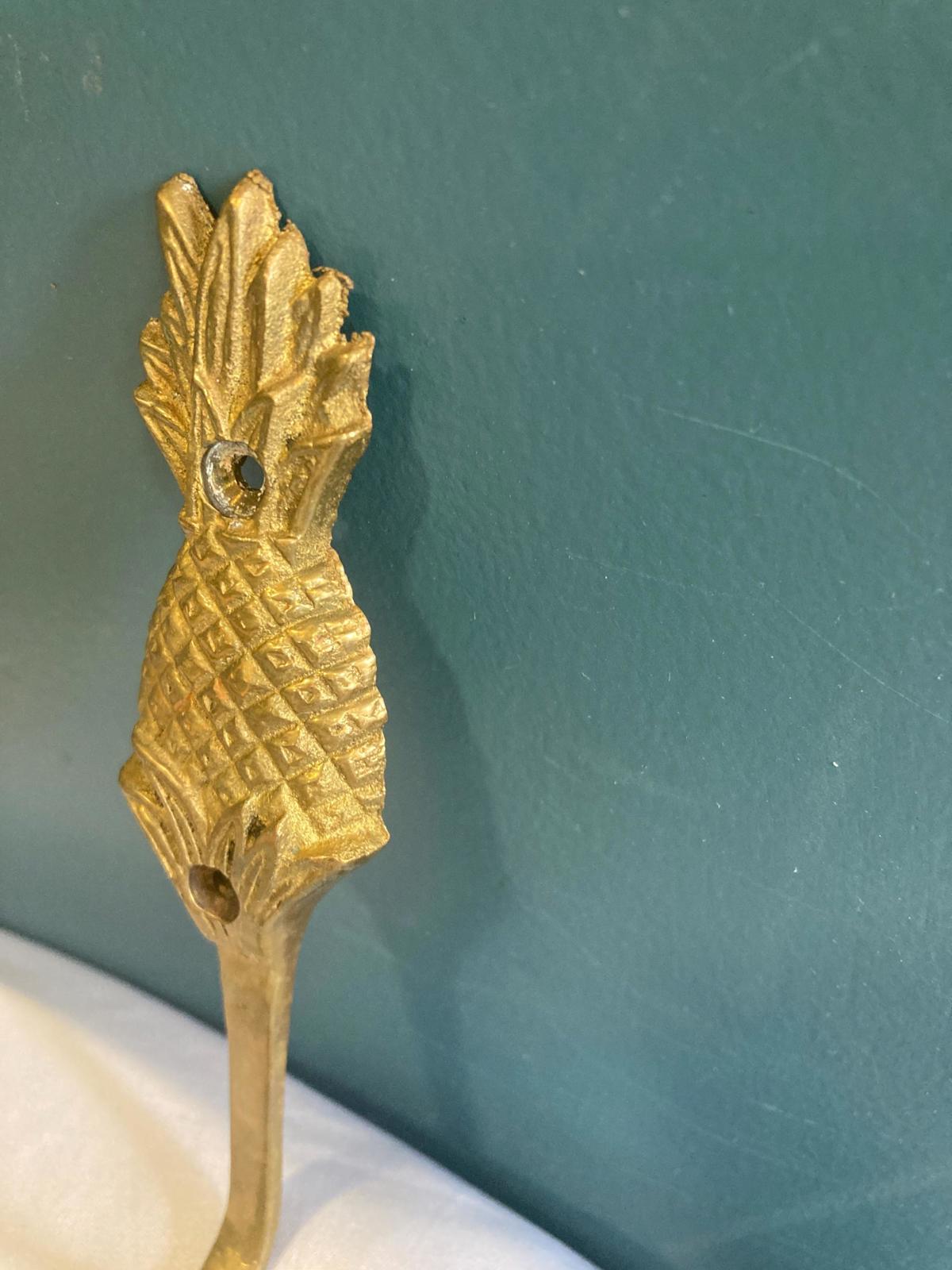 Vintage Solid Brass Pineapple Wall Hook