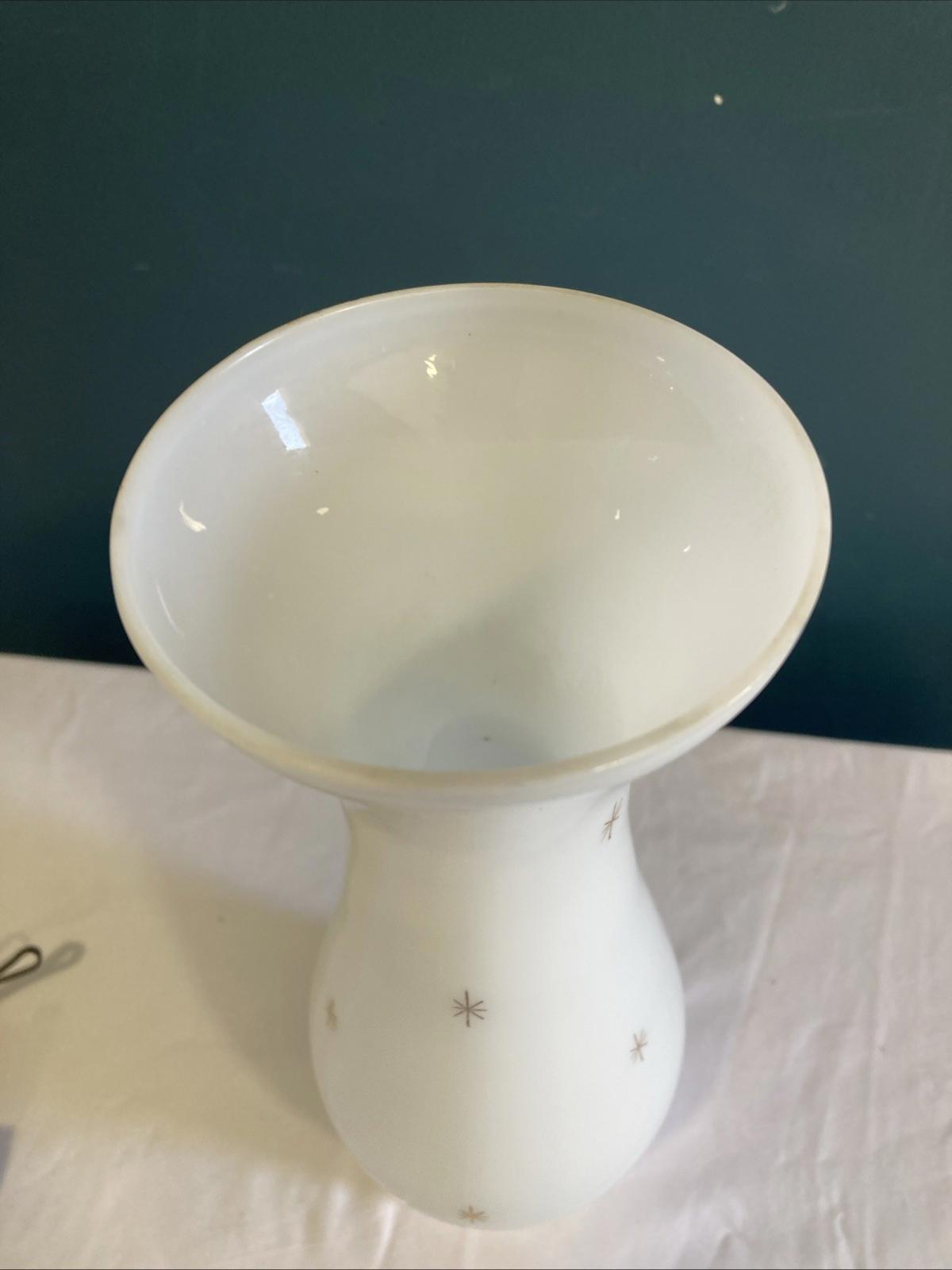 Vintage Milk Glass Oil Lamp Shade with Gold Starbursts – 10”