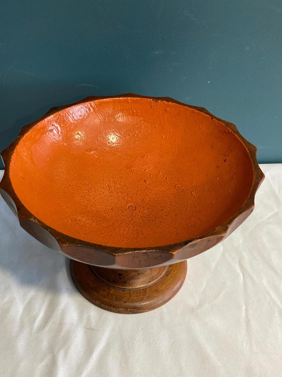 Midcentury Modern Solid Cherry Pedestal Bowl by Woodcraftery