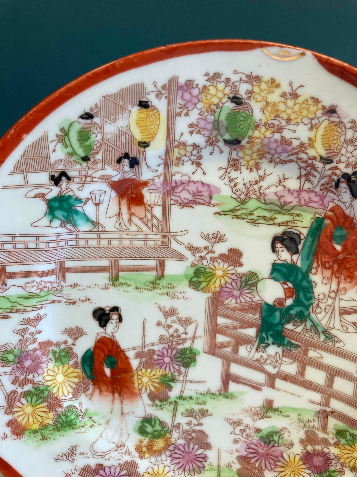 Hand-Painted Japanese Geisha Scene Plate – Vintage Finds