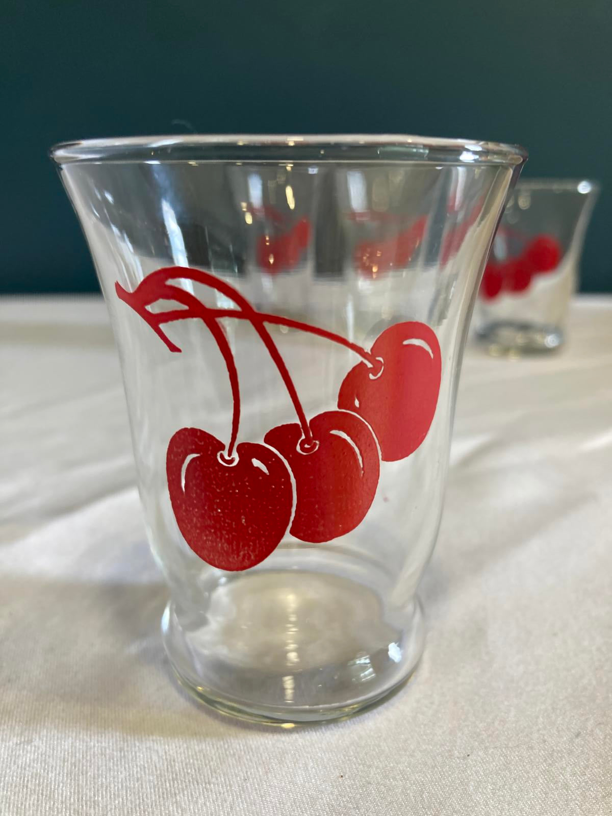 Vintage Libbey Cherry Juice Glasses Set of 4, 1960s Retro Barware