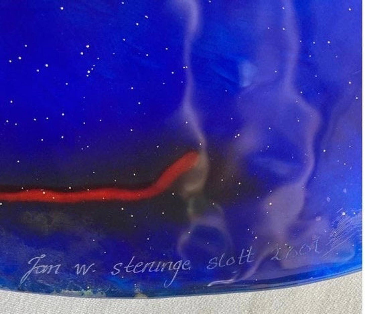 Cobalt Blue Large Decorative Cat Plate by Jan Steninge Slott 14.5"