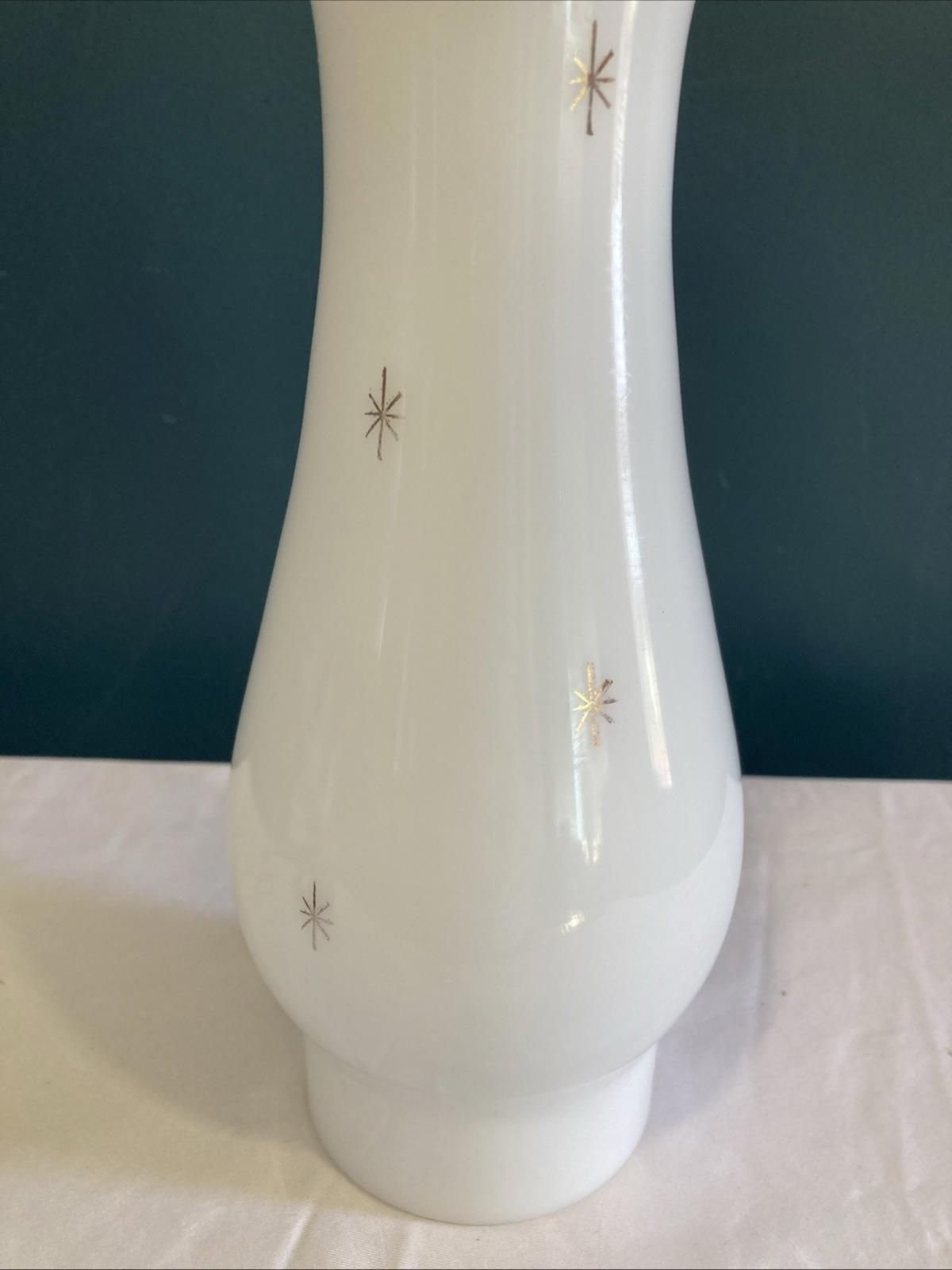 Vintage Milk Glass Oil Lamp Shade with Gold Starbursts – 10”