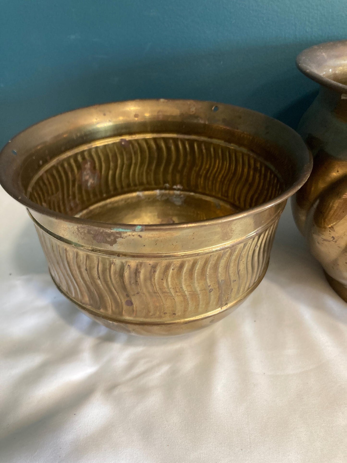 Vintage Brass Planters, Set of 2