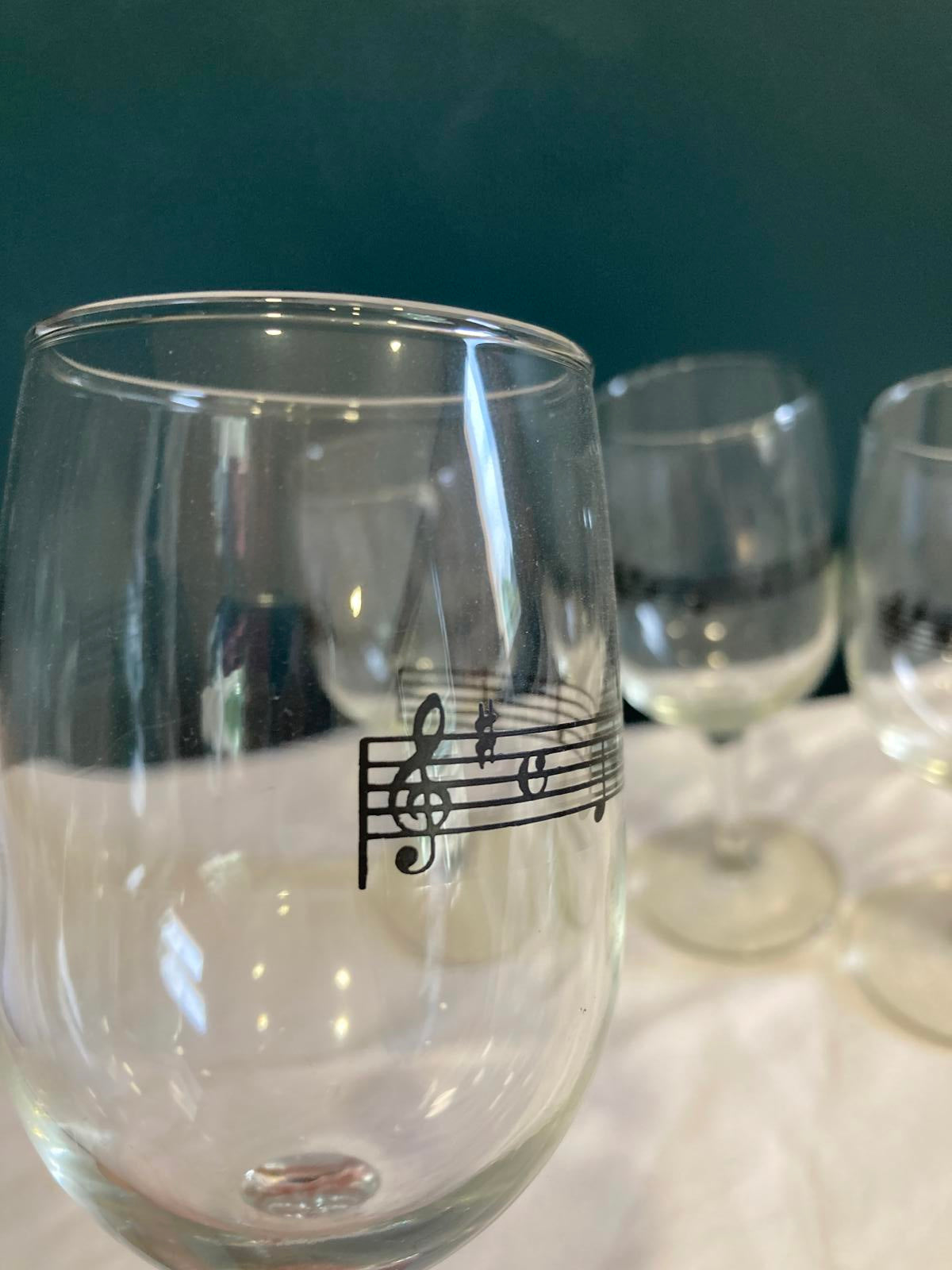 Vintage Musical Note Wine Glasses