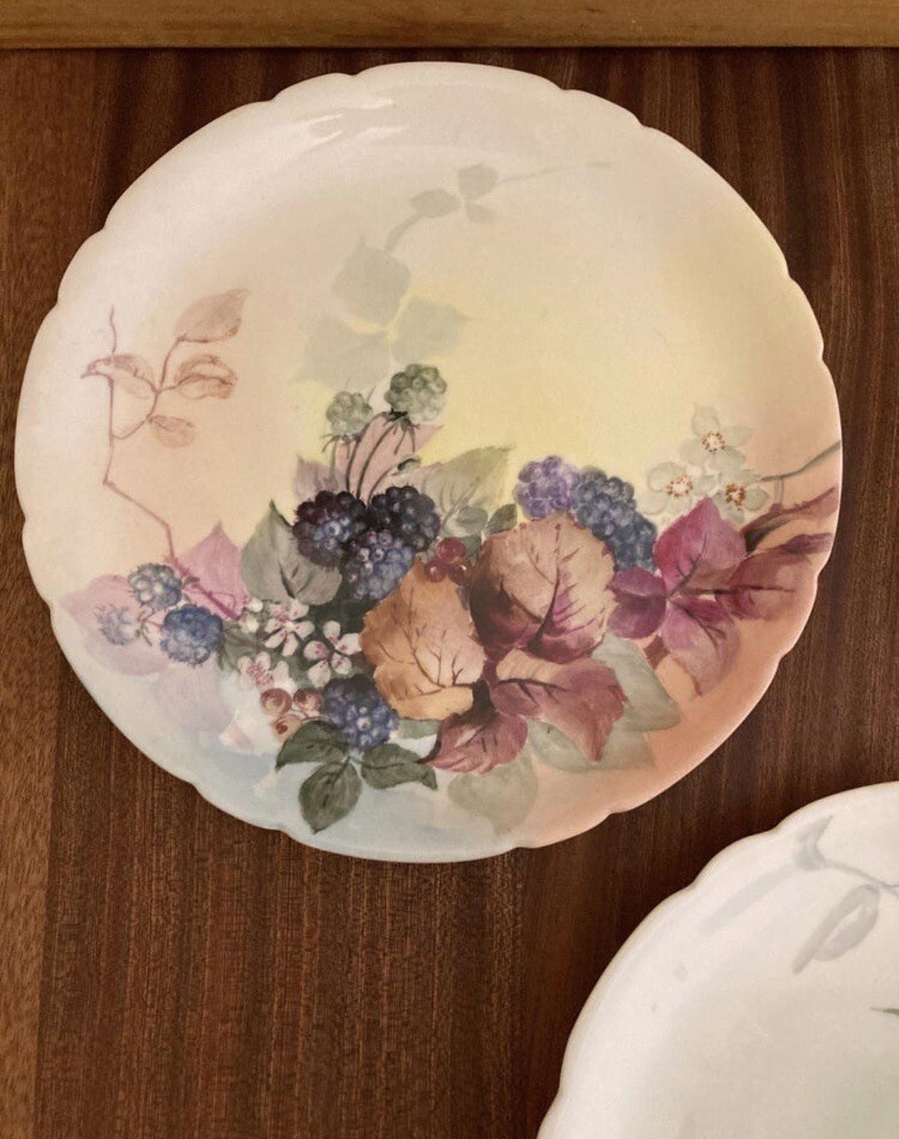 Antique J.P.L. Limoges France Hand Painted Floral Plates – Set of 3