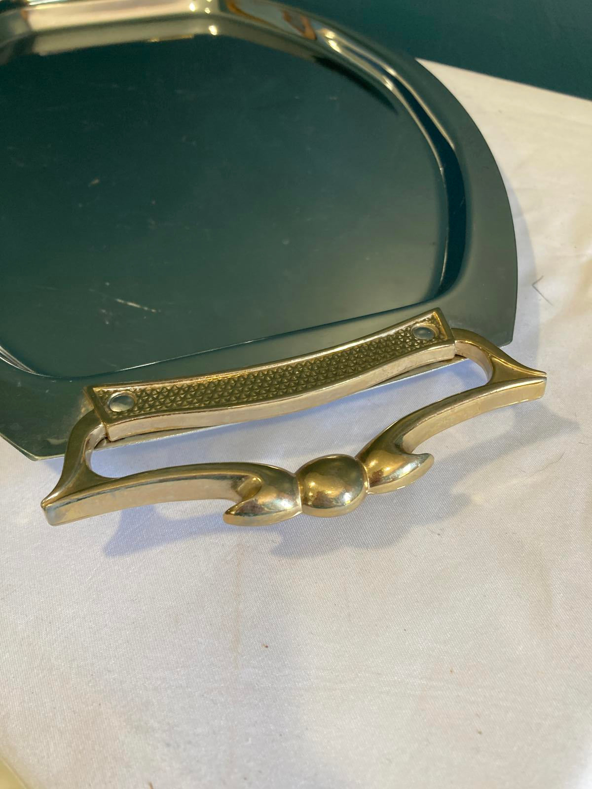 Vintage Kromex Serving Tray – Chrome & Brass Handles, Midcentury Modern Barware