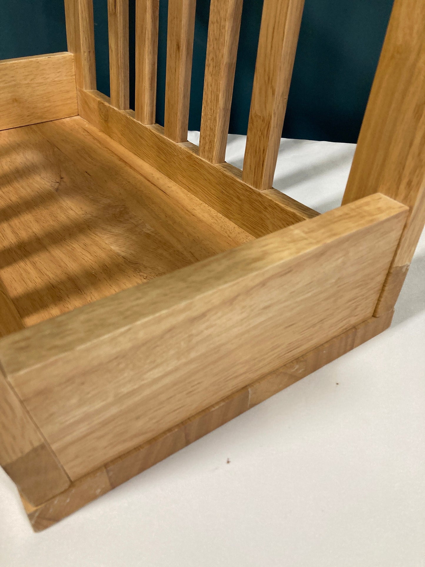 Vintage Solid Oak Blonde Wood Magazine Rack