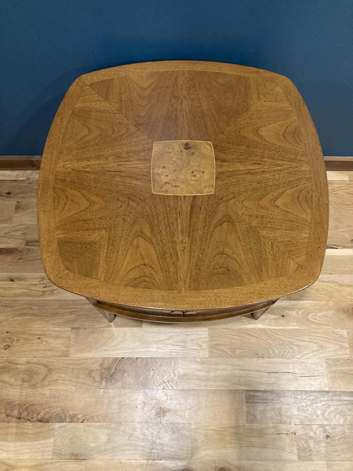 1950s Vintage Burl Inlay Side Table