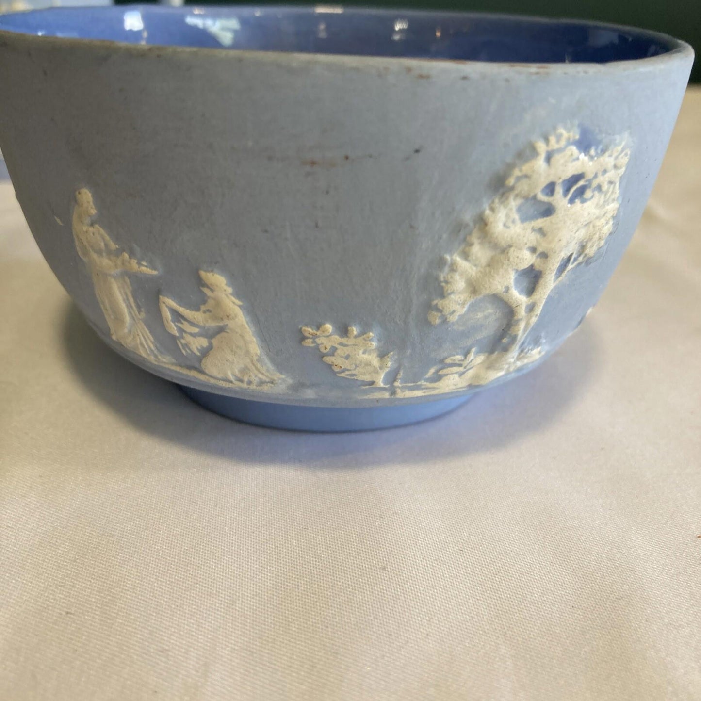 Vintage Blue Jasperware Creamer & Bowl Set –Classic Greek Relief Made in England