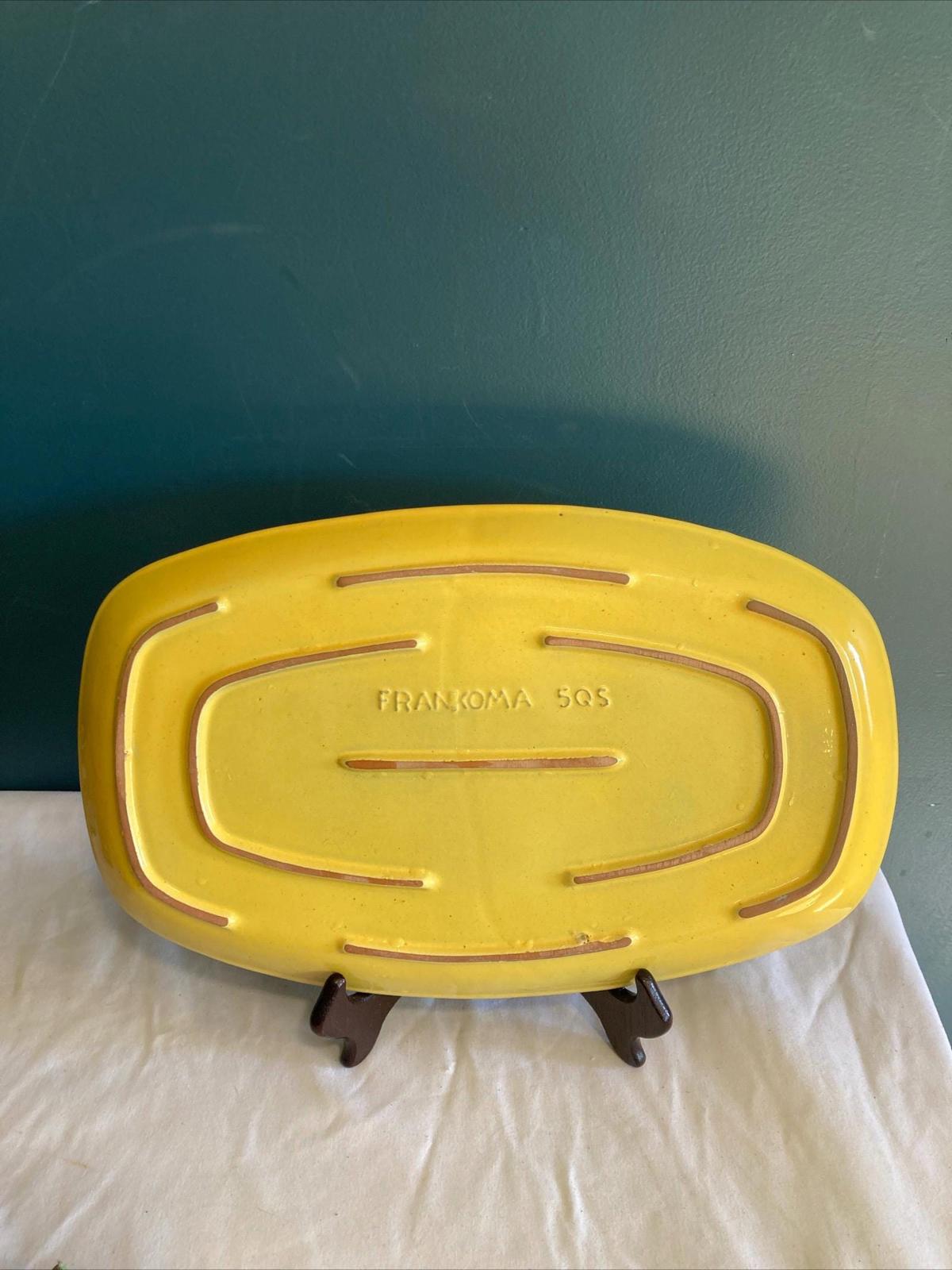 Midcentury Frankoma Pottery 13.6” Yellow Oval Platter 5QS