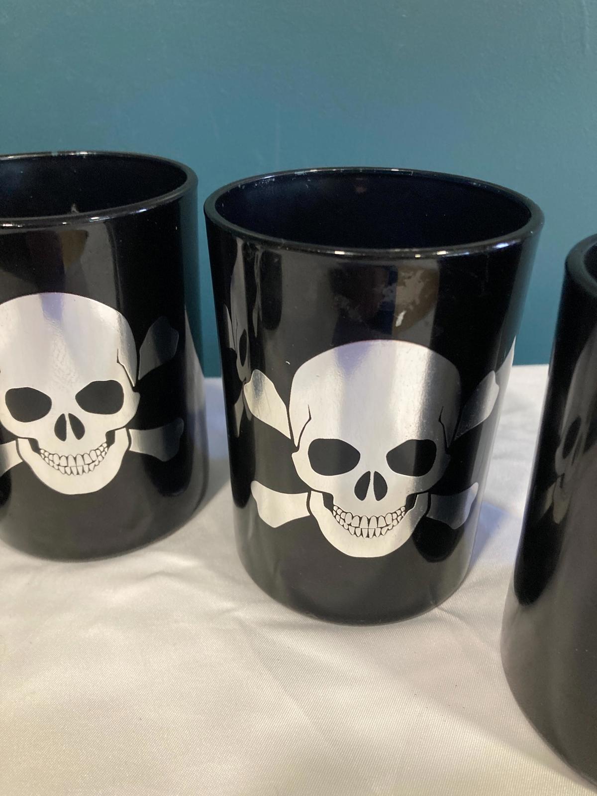 Vintage Skull and Crossbones Double Old Fashioned Glasses, Set of 5