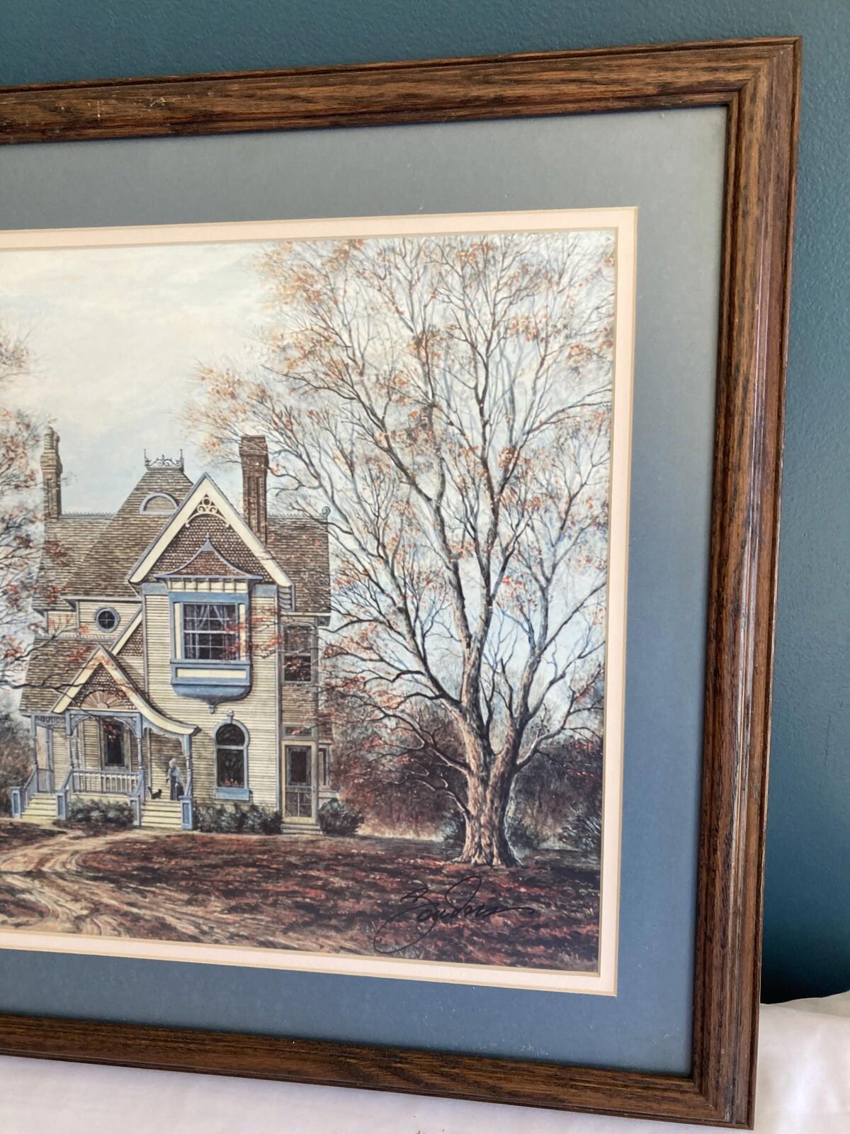 Vintage 1985 Randy Souders "Grandma’s House" Print – Framed Victorian Home Art