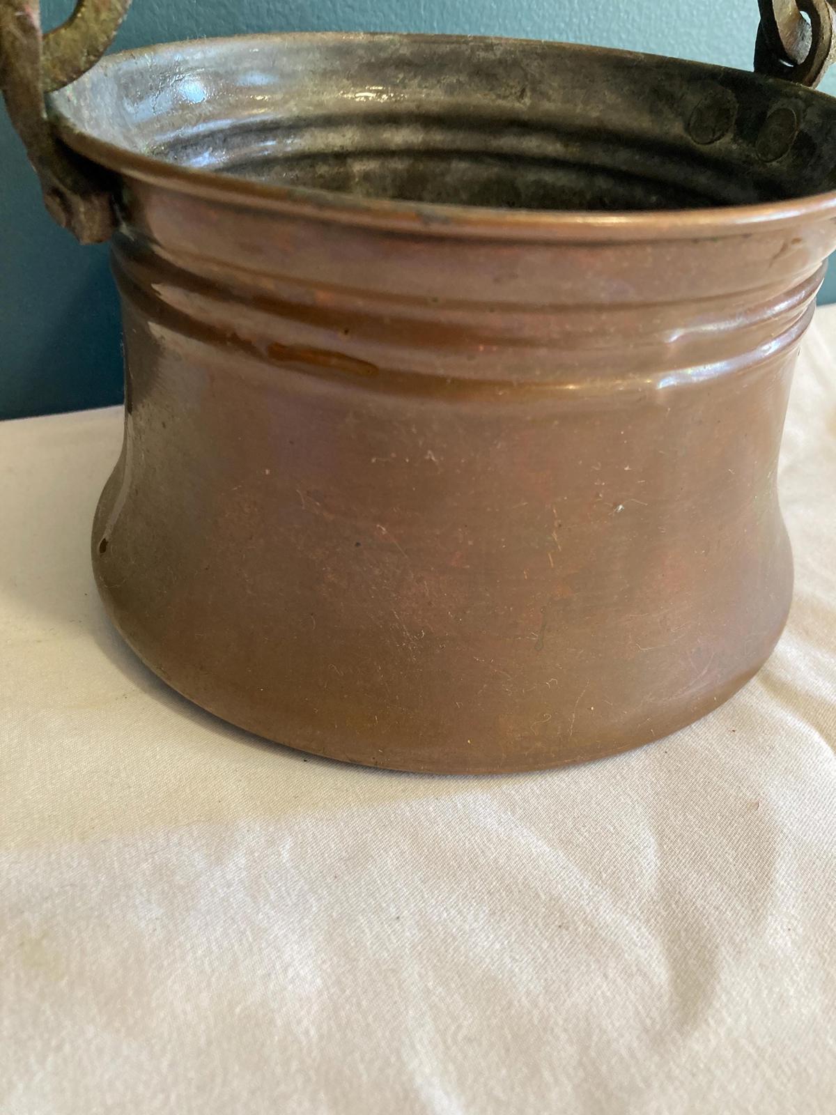 Antique Copper Pot with Brass Handle
