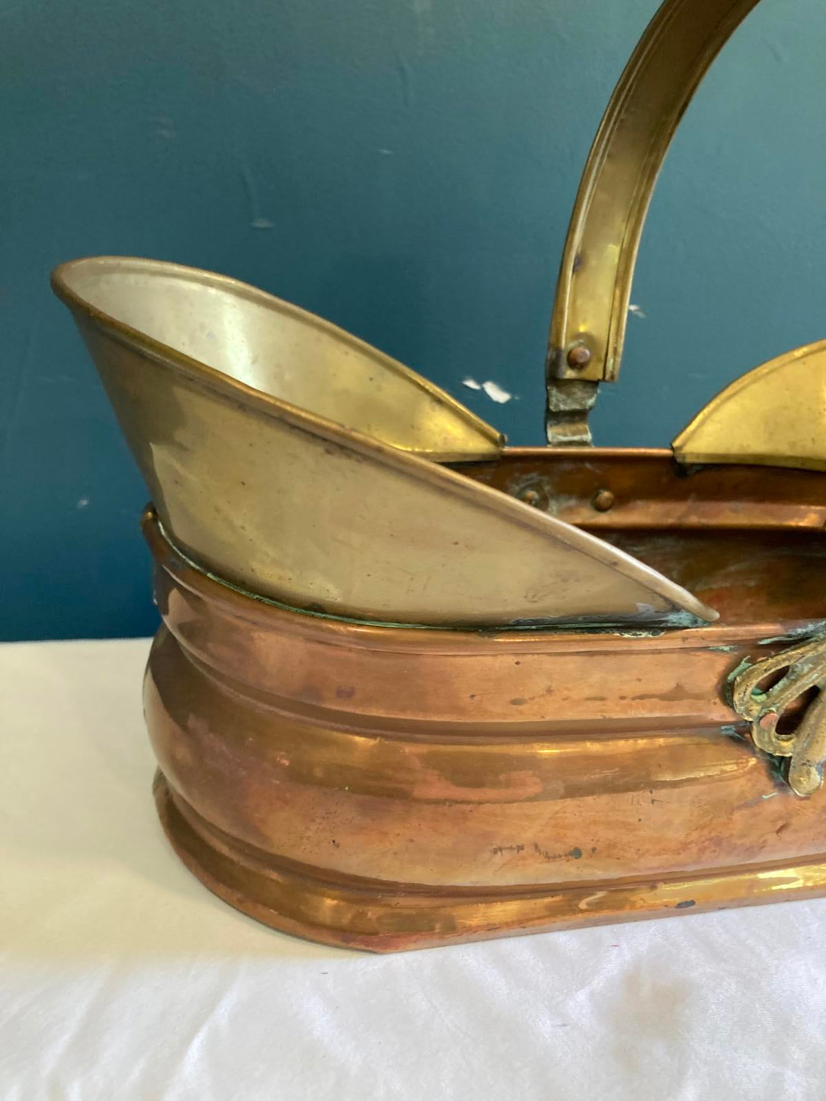 Vintage Brass & Copper Basket with Handle – Rustic Vintage Finds