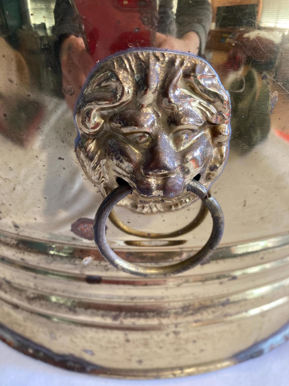 Vintage Rare Lion Head English Brass Planter