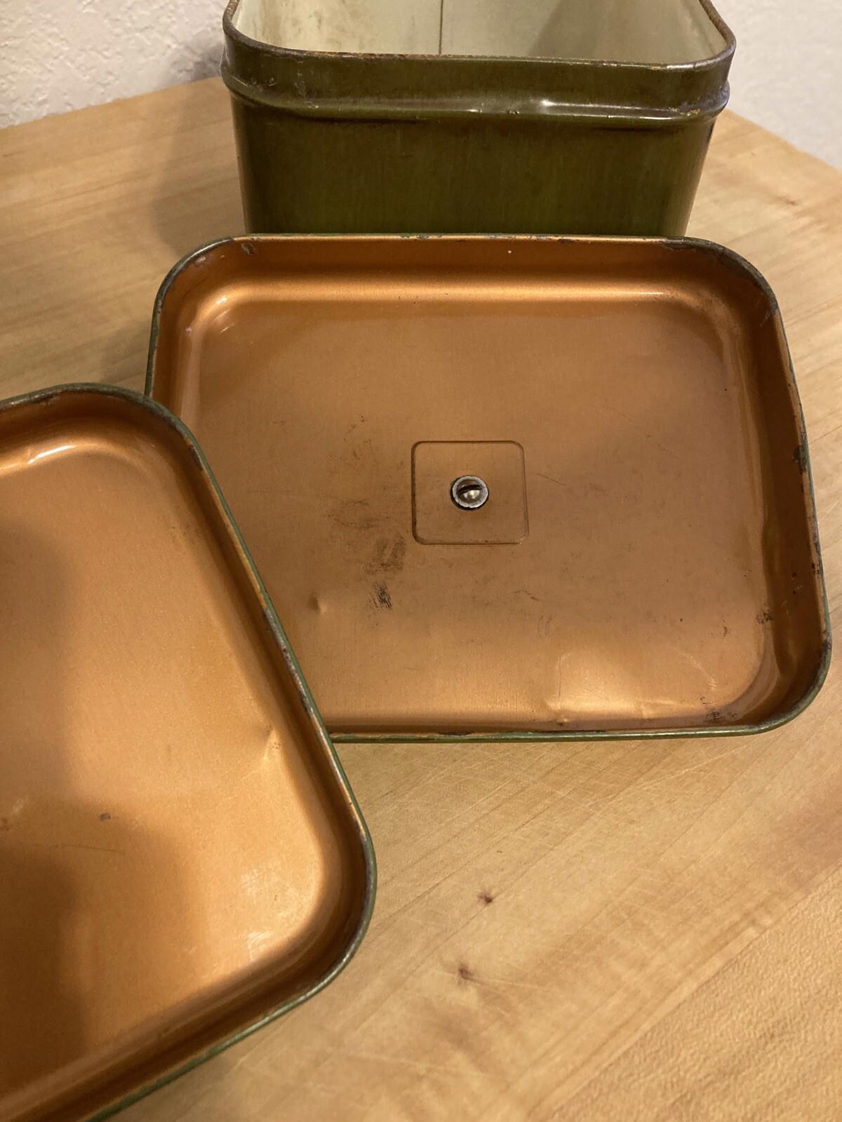 Vintage Mid-Century Olive Green Maid of Honor Tins Canister Retro Storage