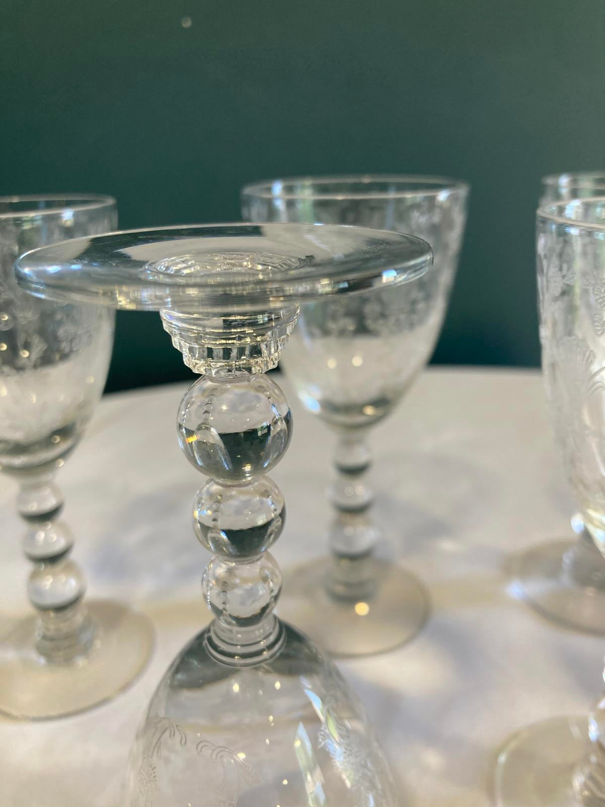 Vintage Duncan Miller First Love Etched Crystal Wine Glasses – Set of 6