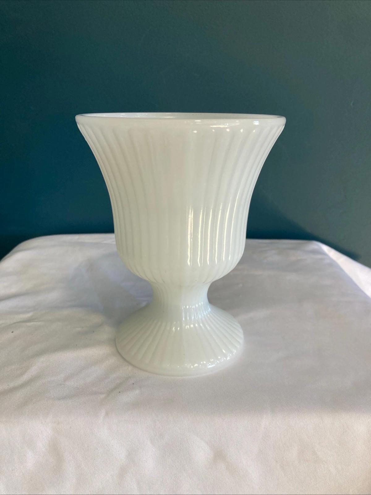 Vintage E.O. Brody Fluted Milk Glass Vase made in USA