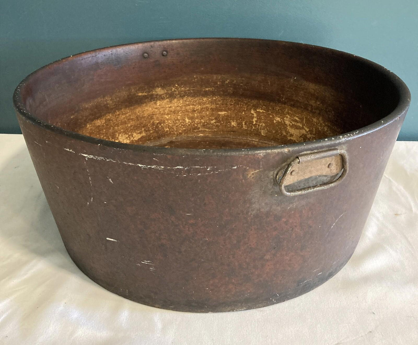 Antique Primitive 1800s Fibre Bowl with Handles – United Industrial 16” USA Made