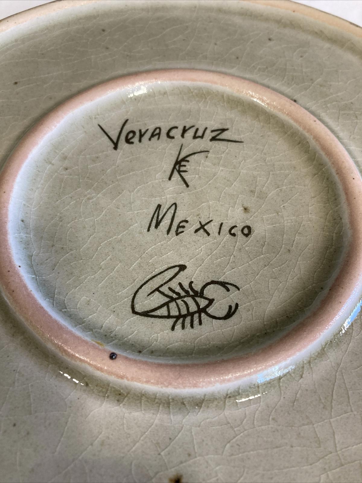 Vintage Ken Edwards Tonala Pottery Plate – Hand-Painted Vera Cruz Flowers – 11"