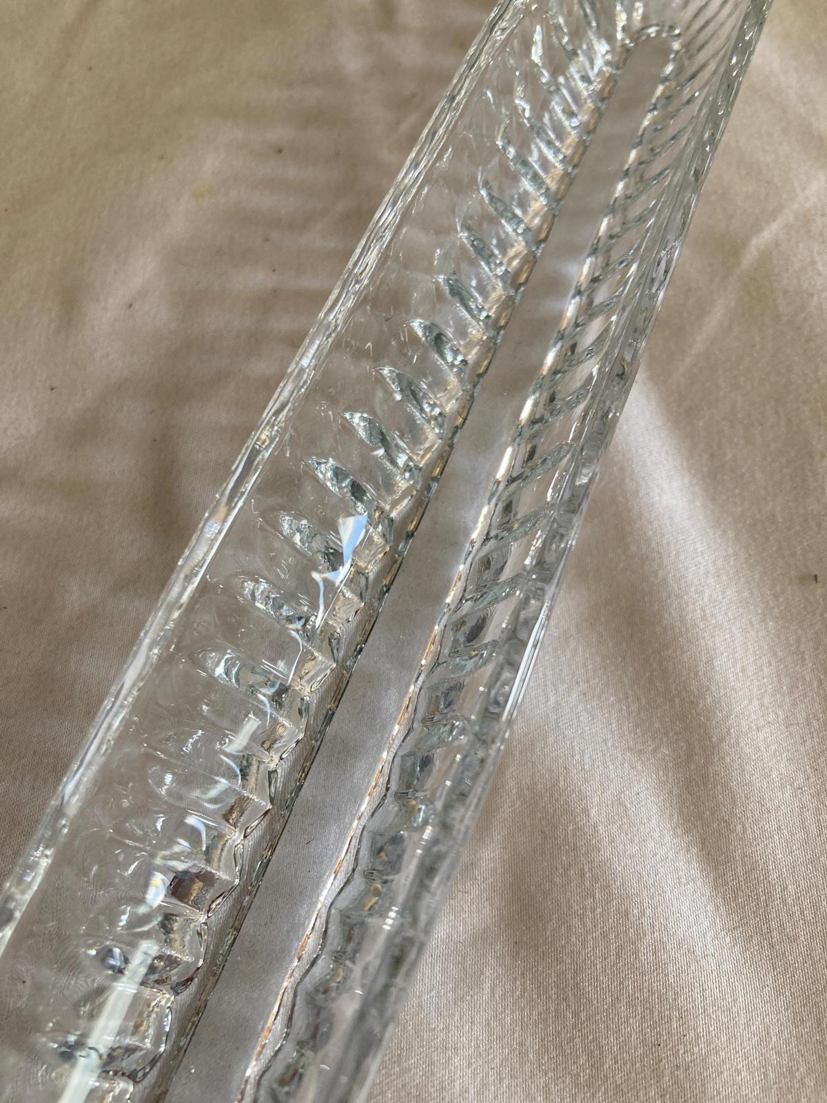 Midcentury Cut Glass Olive Dish 15.75”