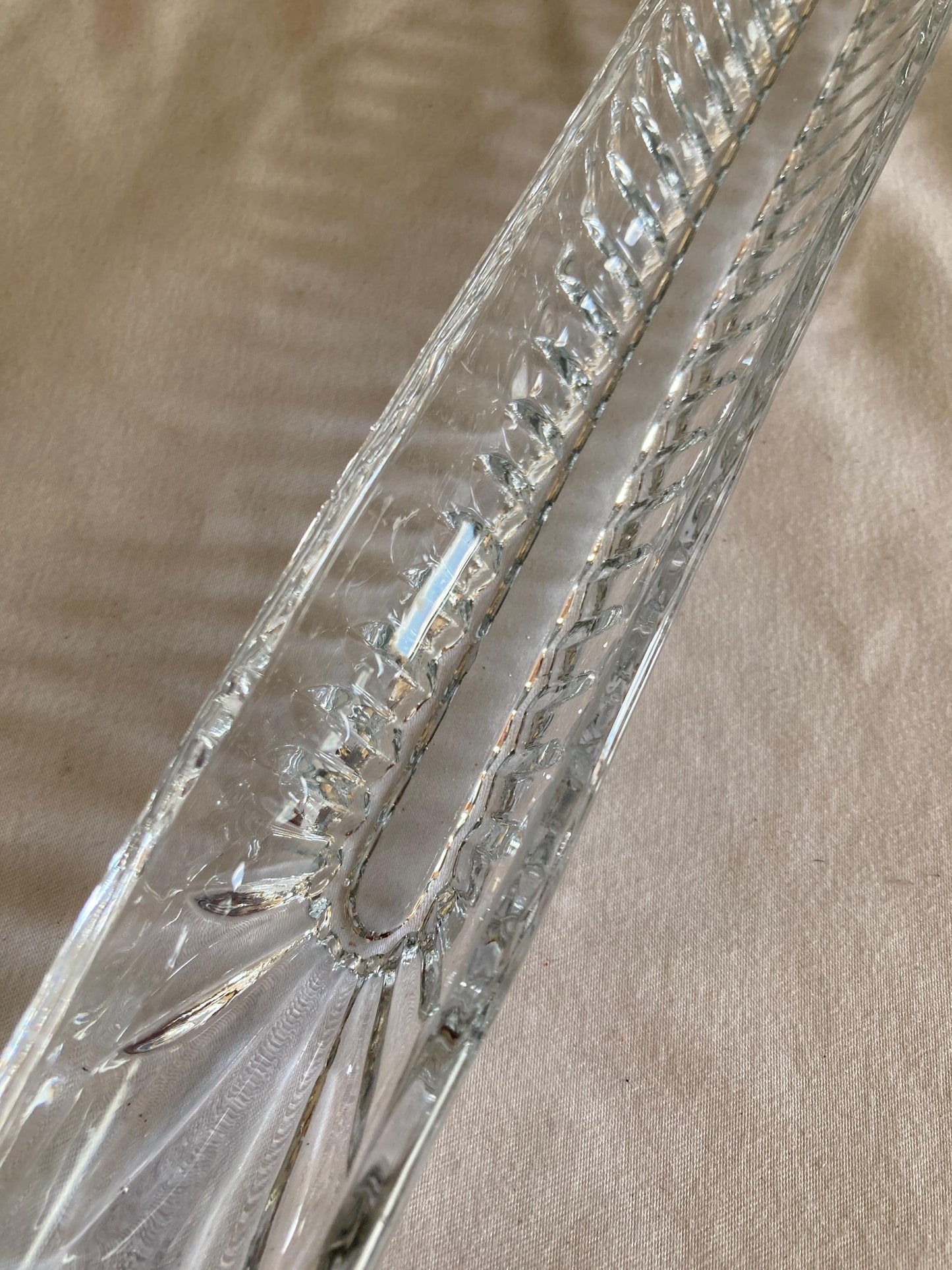 Vintage Cut Glass Olive Dish 15.75”