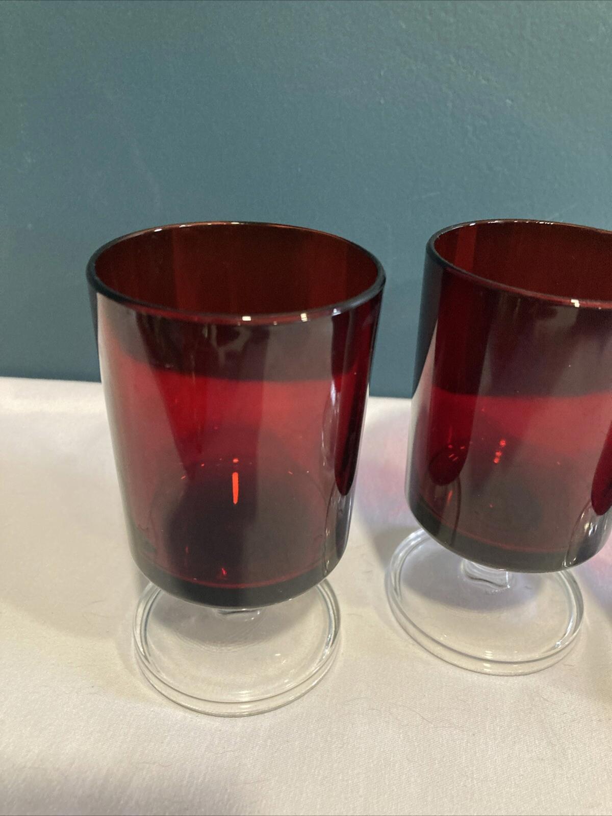 Vintage Red with Clear Stem Luminarc French Stemware Set of 3