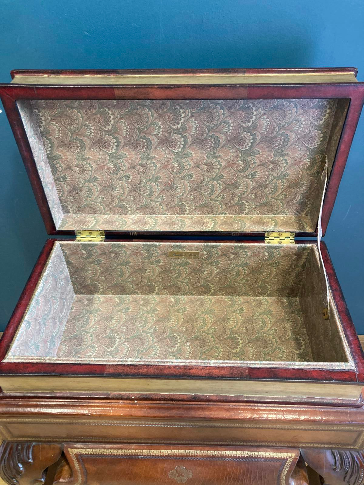Maitland-Smith Faux Book Chest Side Table With Cabriole Legs