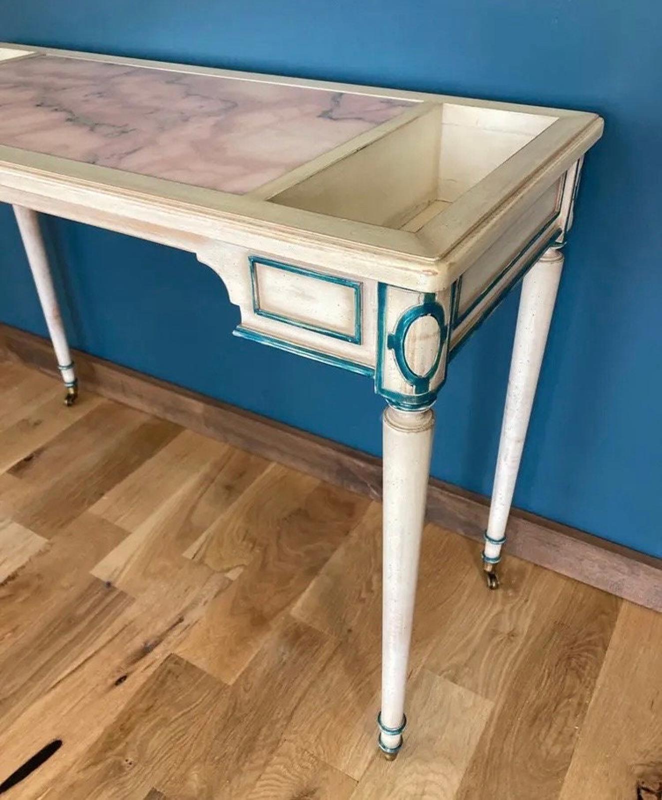 Early 20th Century Italian Pink Marble Topped Vanity or Desk