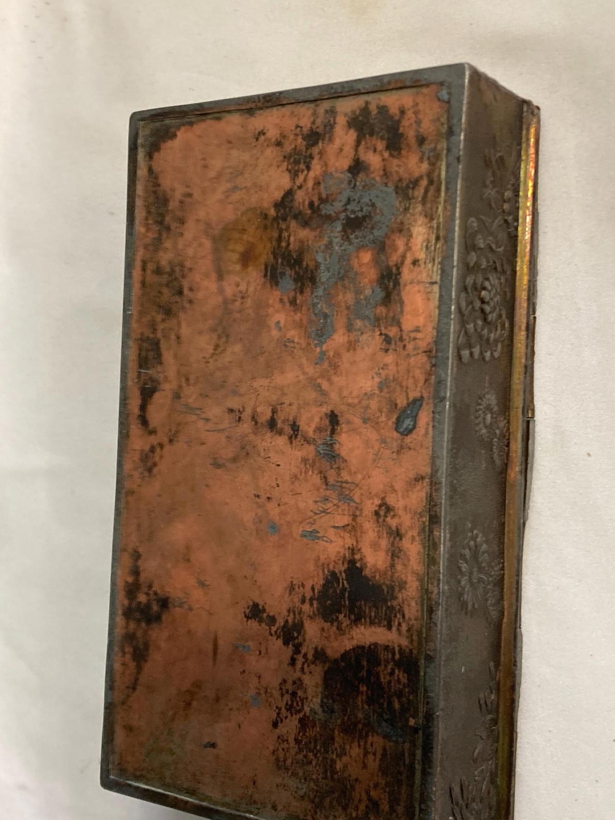 Antique Japanese Copper Box with Ornate Dragon Lid