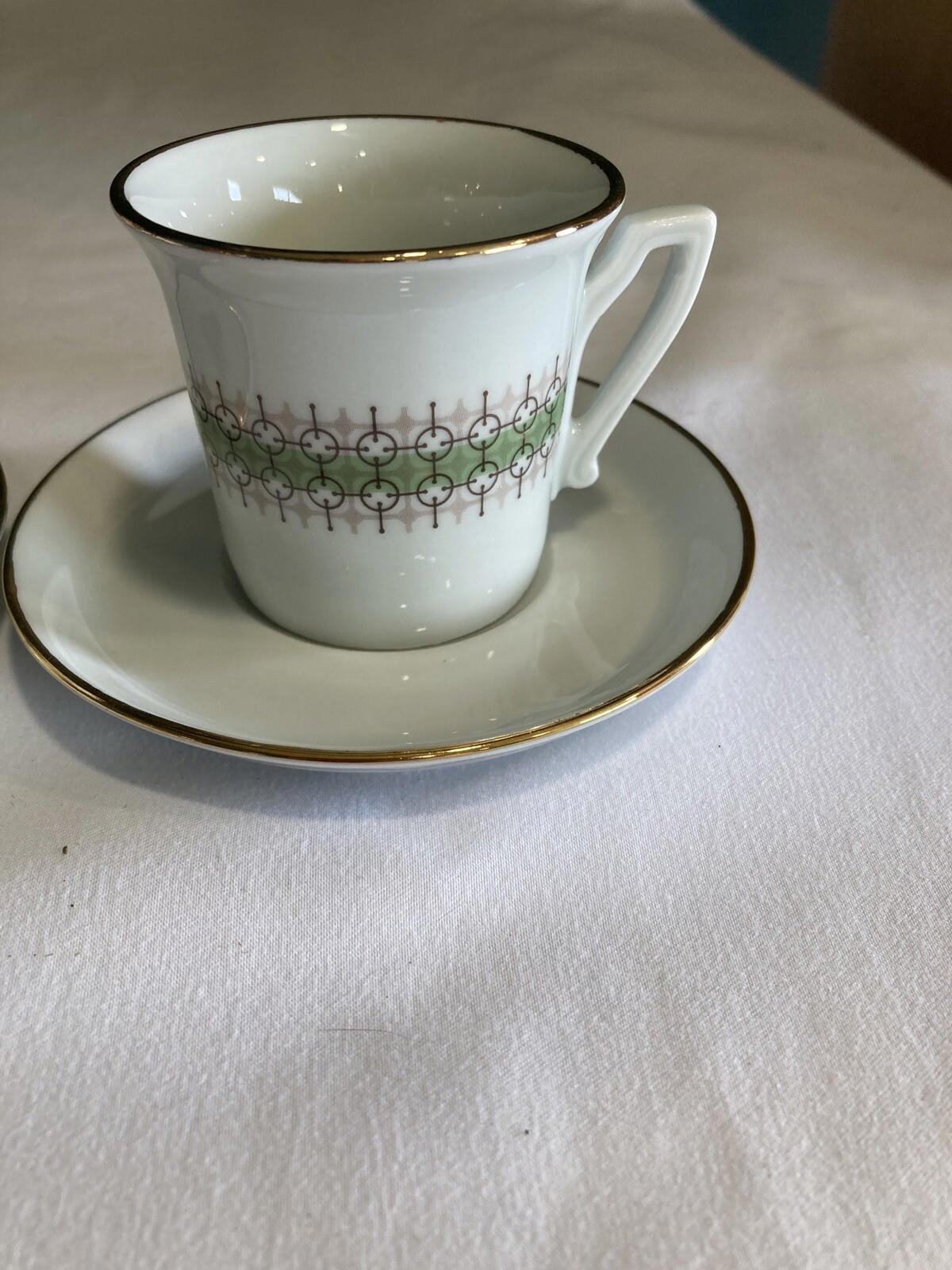 Vintage LPA Italy Demitasse Cups & Saucers – Set of 2 Espresso Cups with Gold Trim