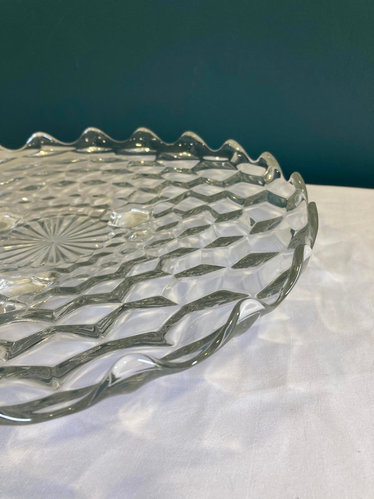 Vintage Fostoria Cubist Footed Platter