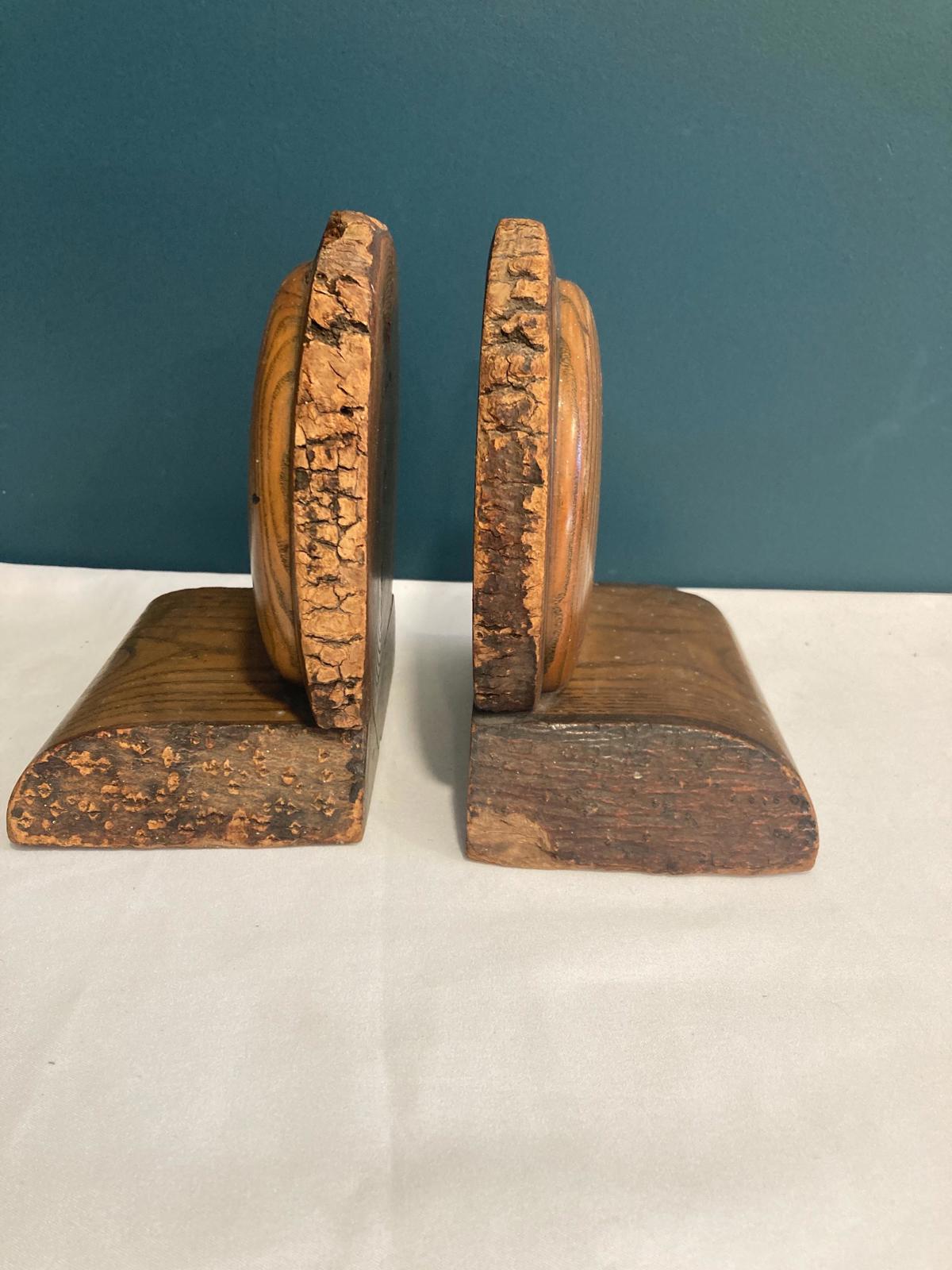 Antique Native American Live Edge Wood Bookends, set of 2