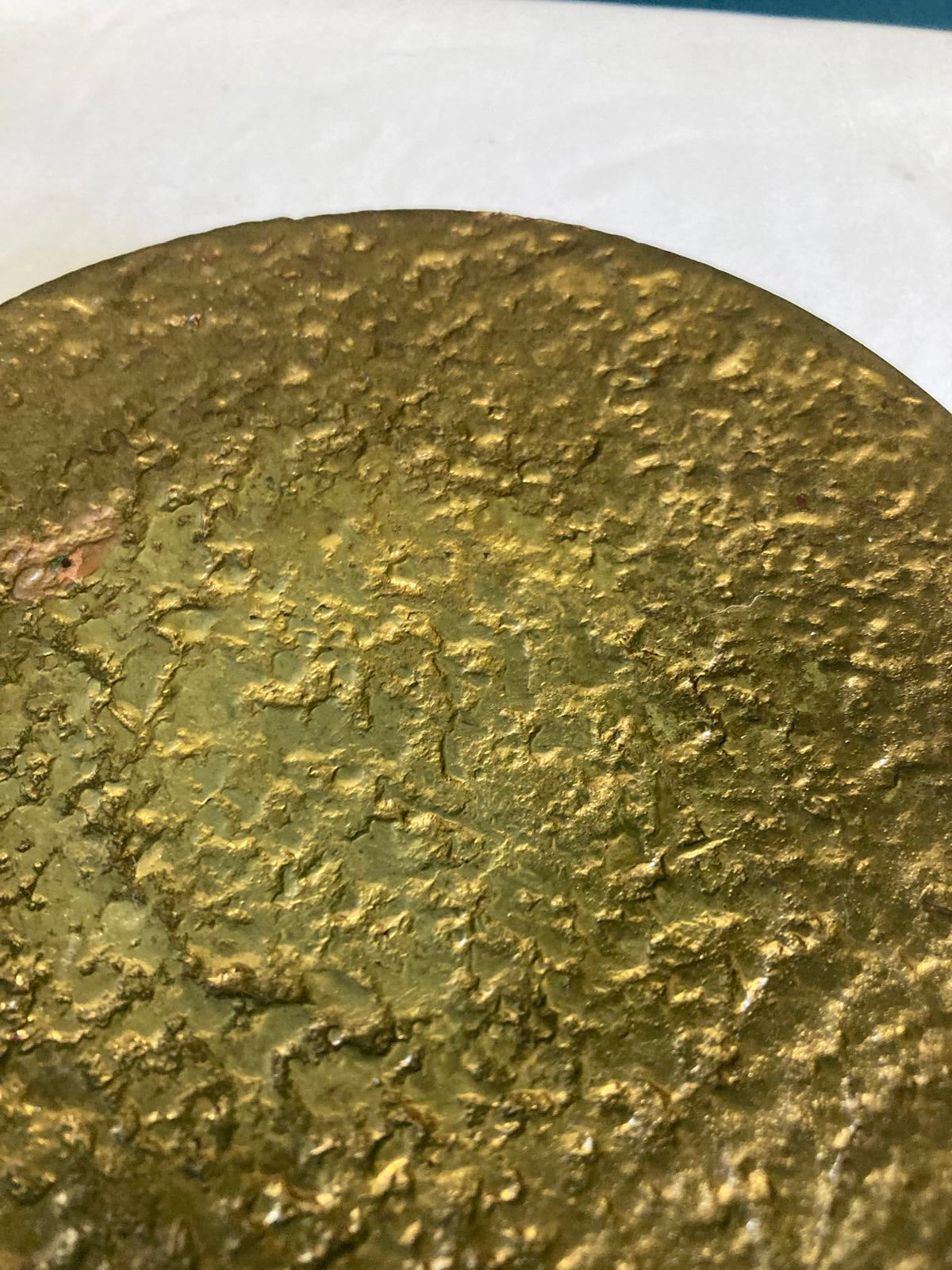 Vintage Textured Brass Round Trinket Dish
