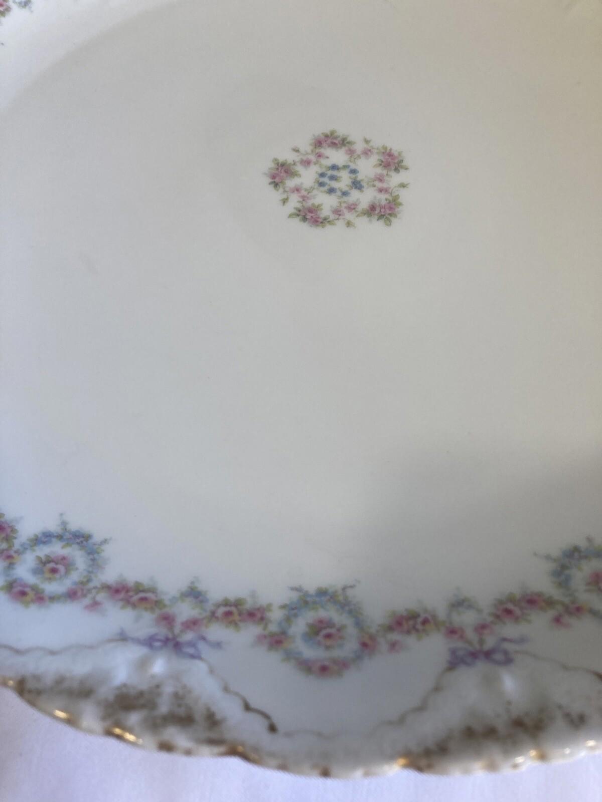 Theodore Haviland Limoges France Platter – Pink Roses & Gold Trim, 13"x12.5"
