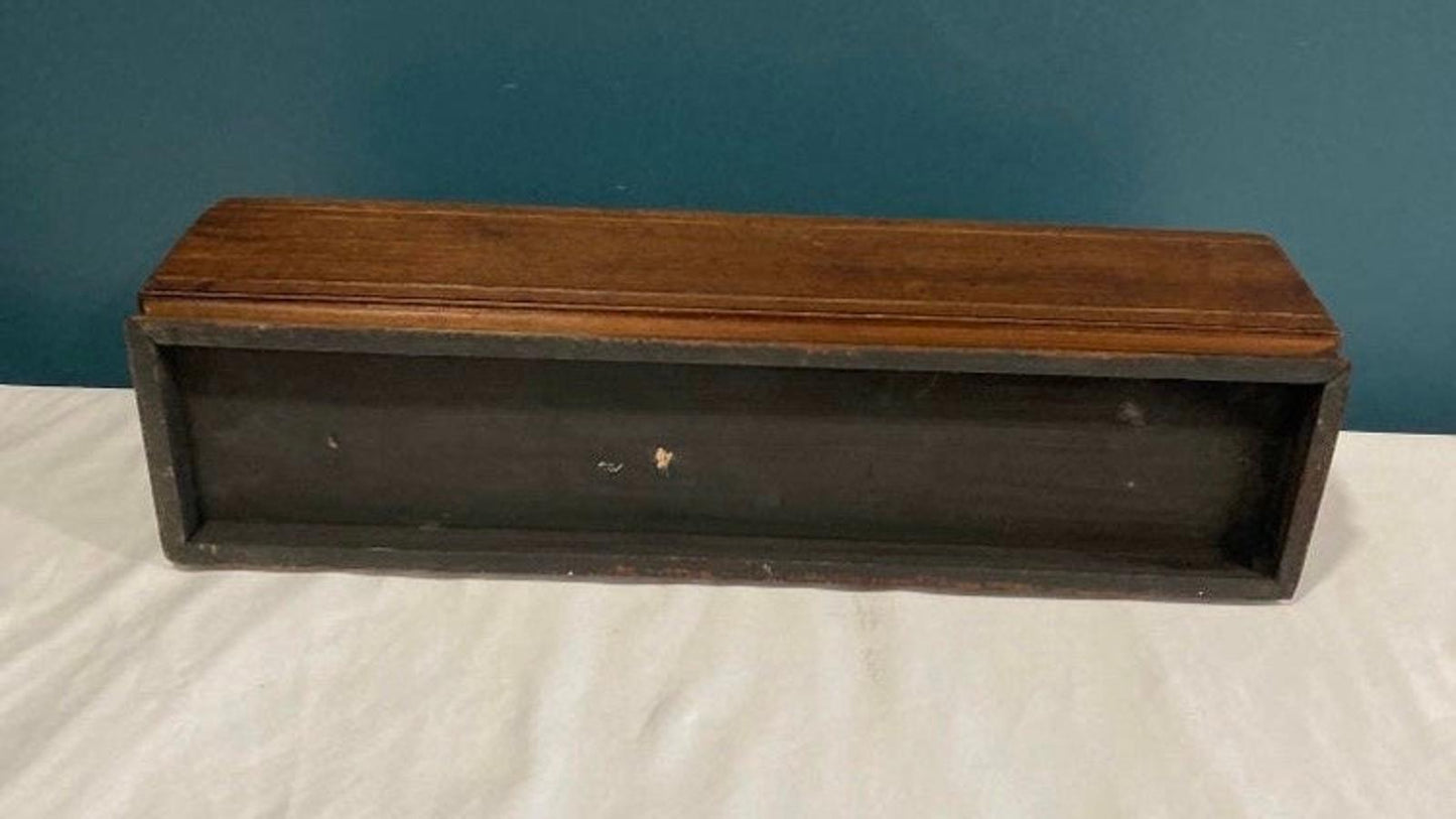 Vintage Wood Box With Brass Greek Scene