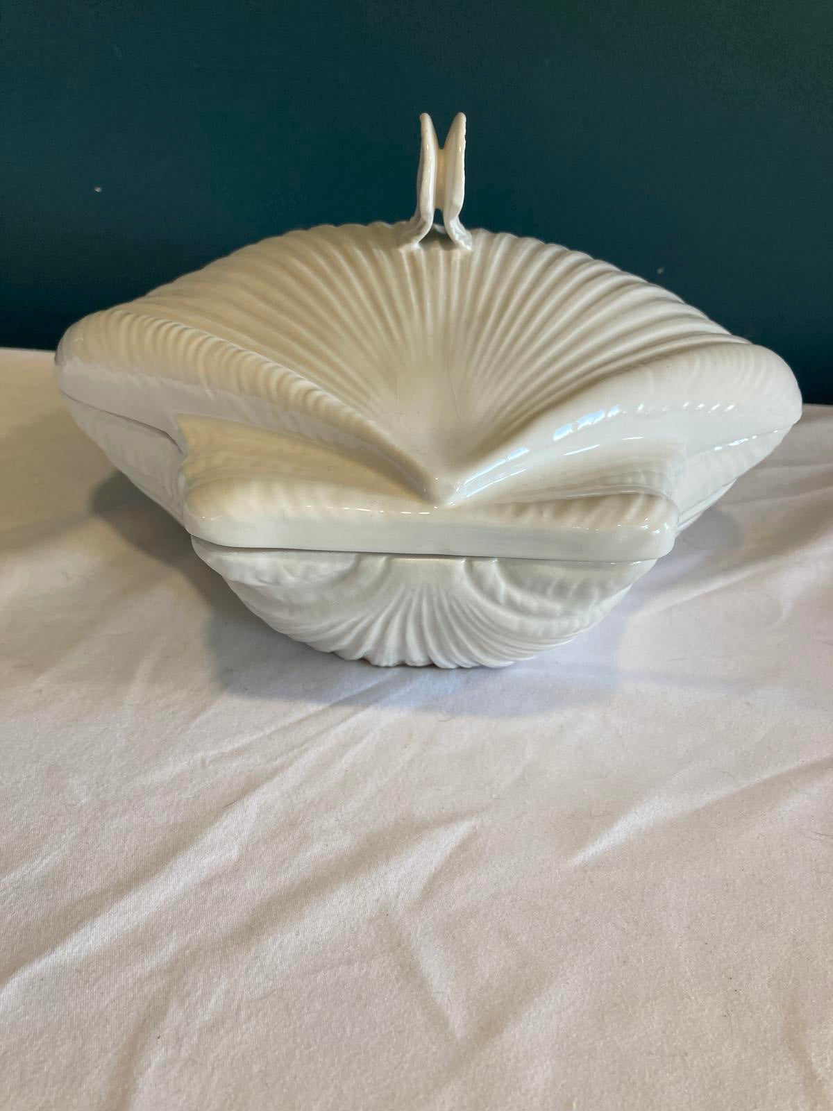 White Seashell Ceramic Serving Dish Decor