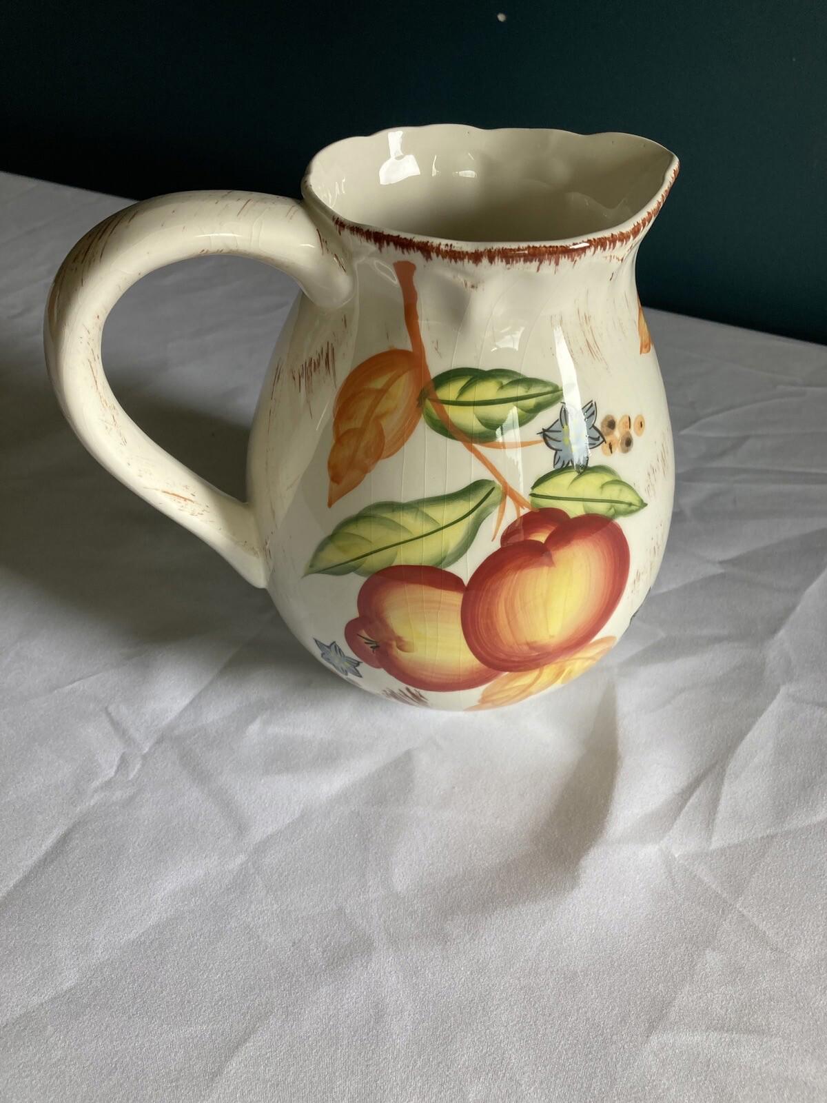 Vintage WCL French Country Pear & Grape Ceramic Pitcher