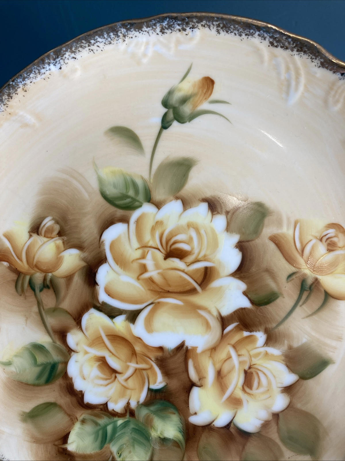 Vintage Handpainted Enesco Yellow Rose Floral Collector Plate 8.75"