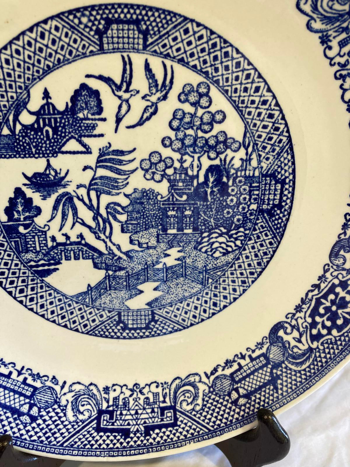 Vintage Blue Willow Ware Style Transferware Plate