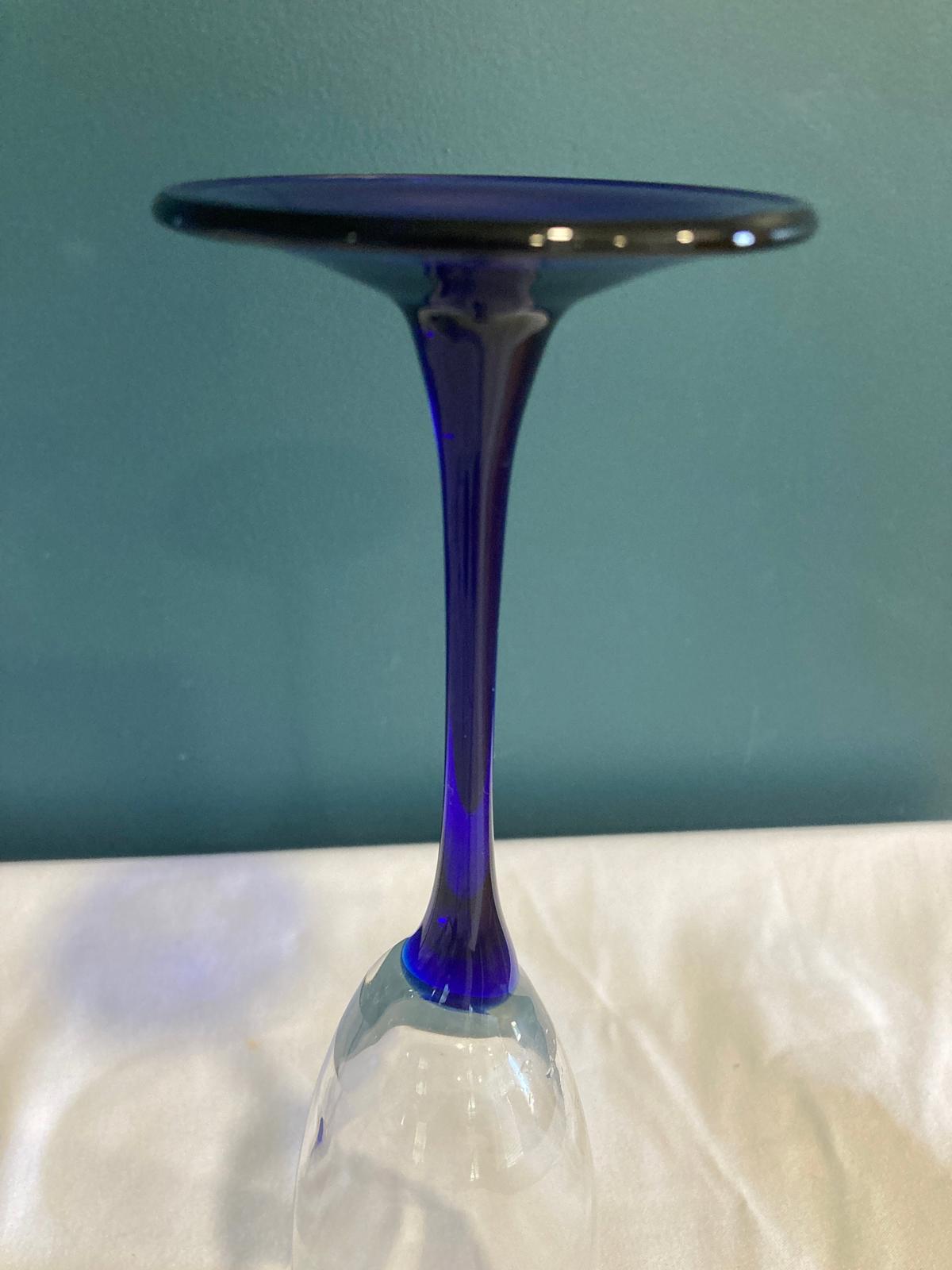 Vintage Cobalt Blue Champagne Glasses, Set of 2