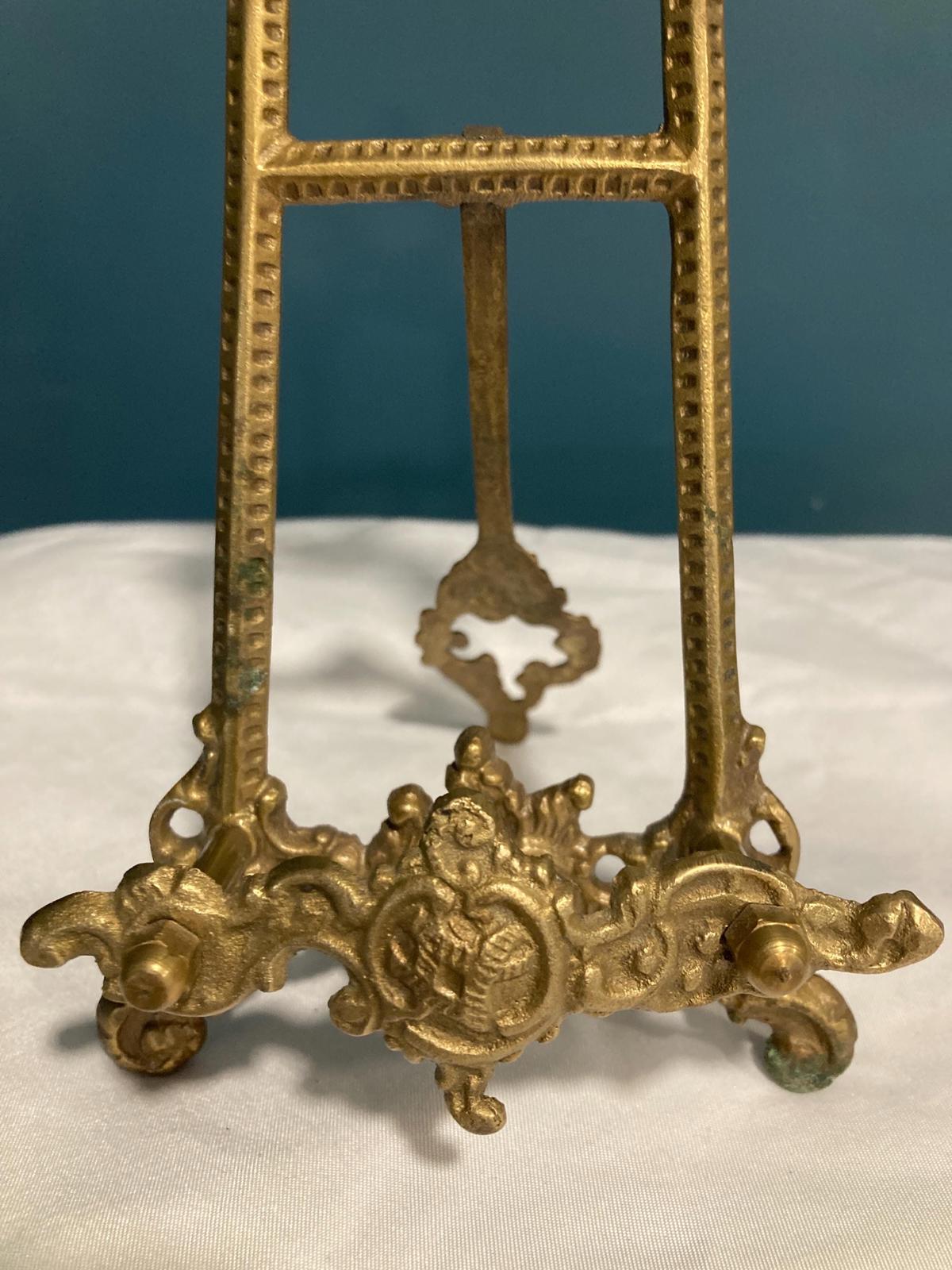 Vintage Solid Brass Ornate Table Easel