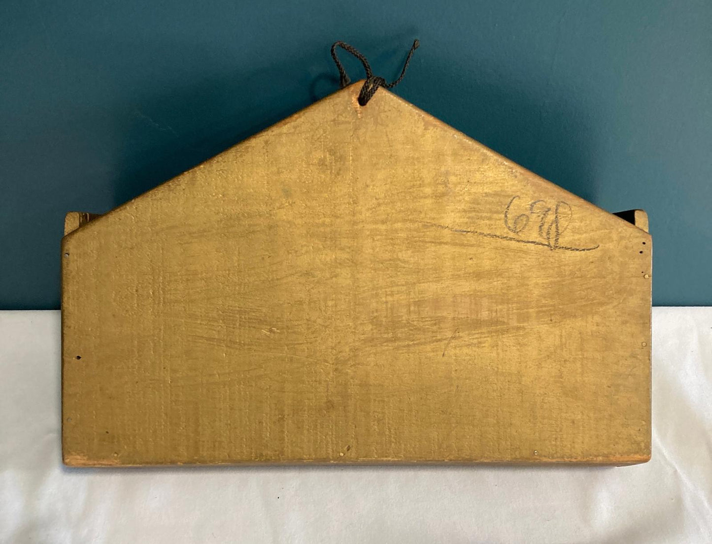Vintage Gold Painted Solid Wood Wall Pocket