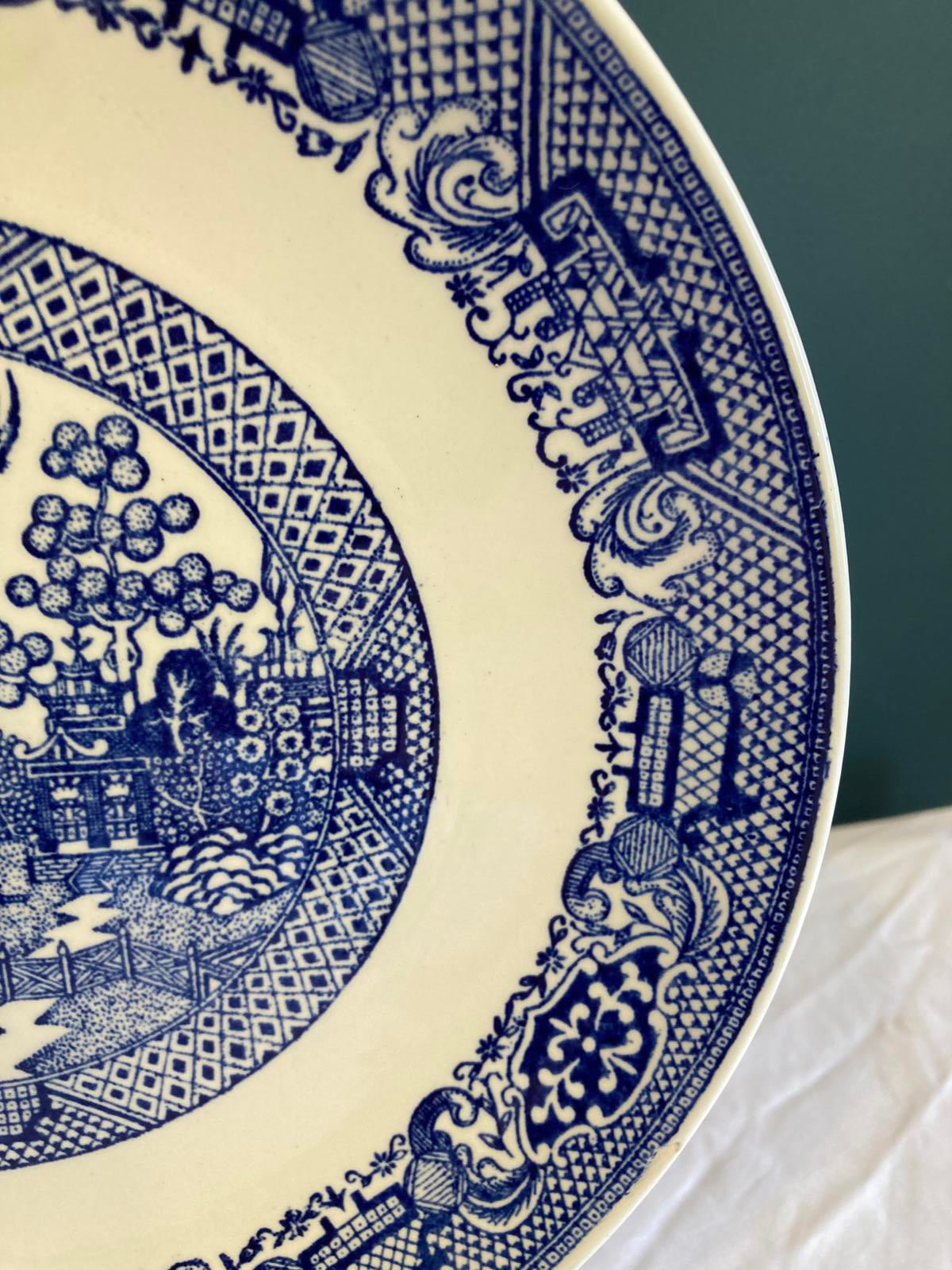 Vintage Blue Willow Ware Style Transferware Plate