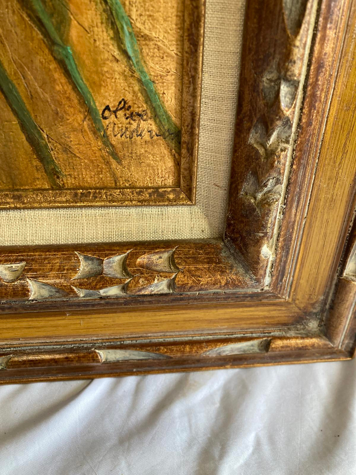 Vintage Sunflower Oil Painting in Carved Frame | Rustic Wall Art | Vintage Finds