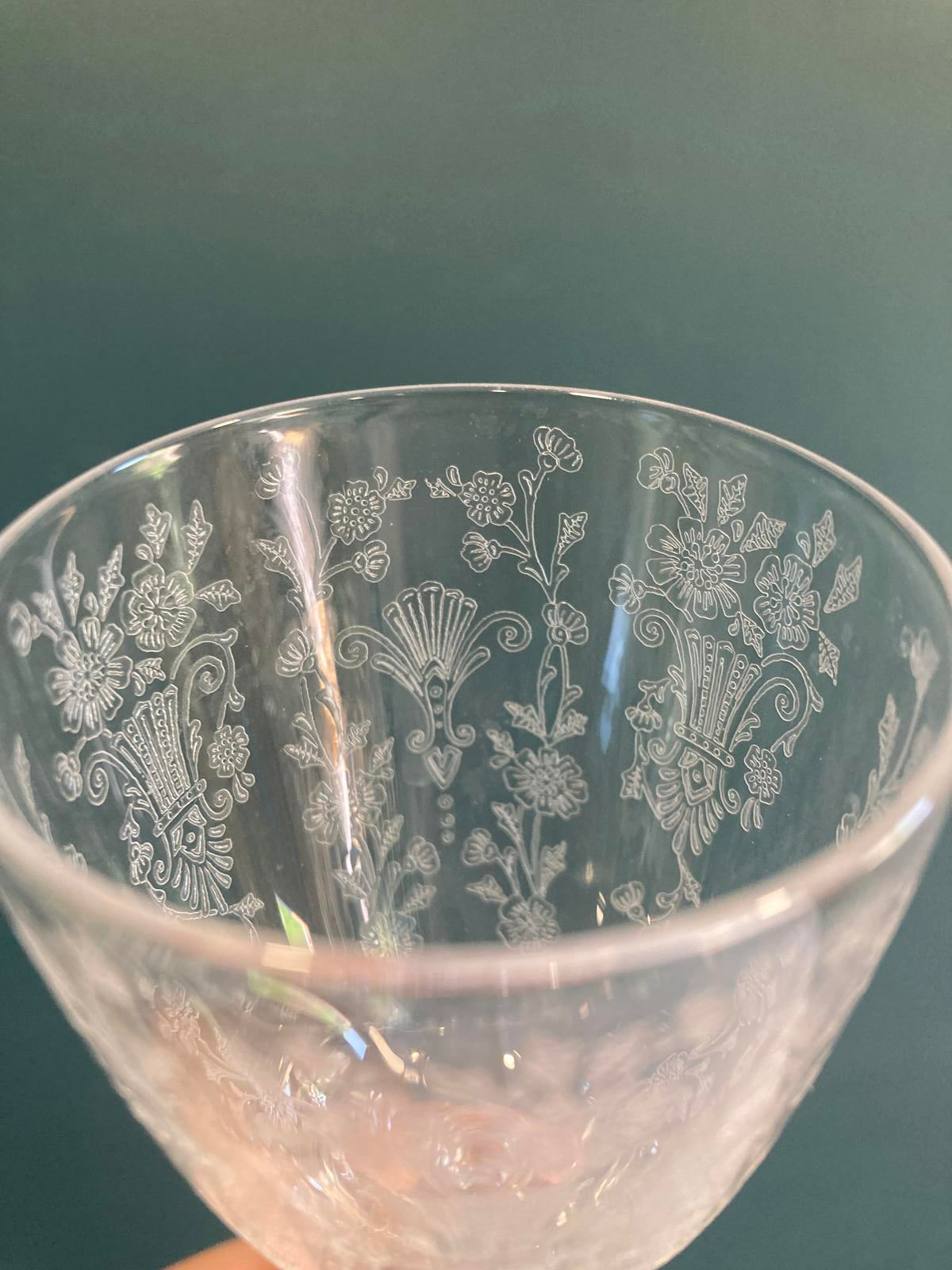 Vintage Duncan Miller First Love Etched Crystal Wine Glasses – Set of 6