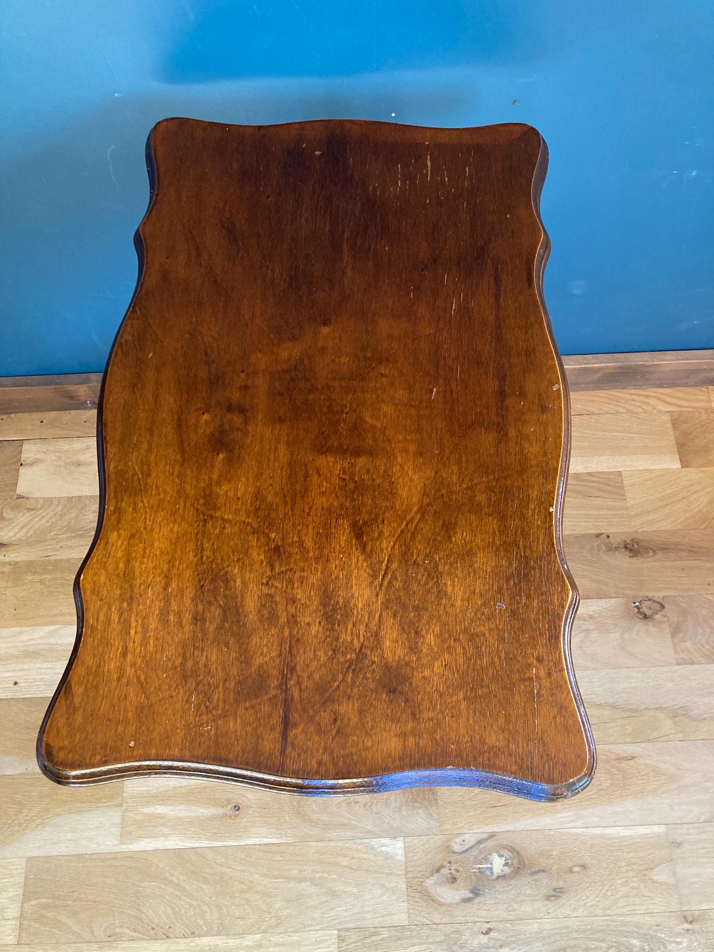 Vintage MCM Wood Side Table With Magazine Rack